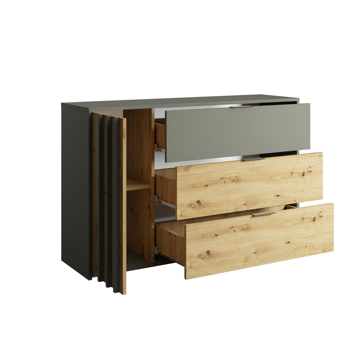 BEST MOBILIER Nicosie - commode - bois et gris - 125 cm