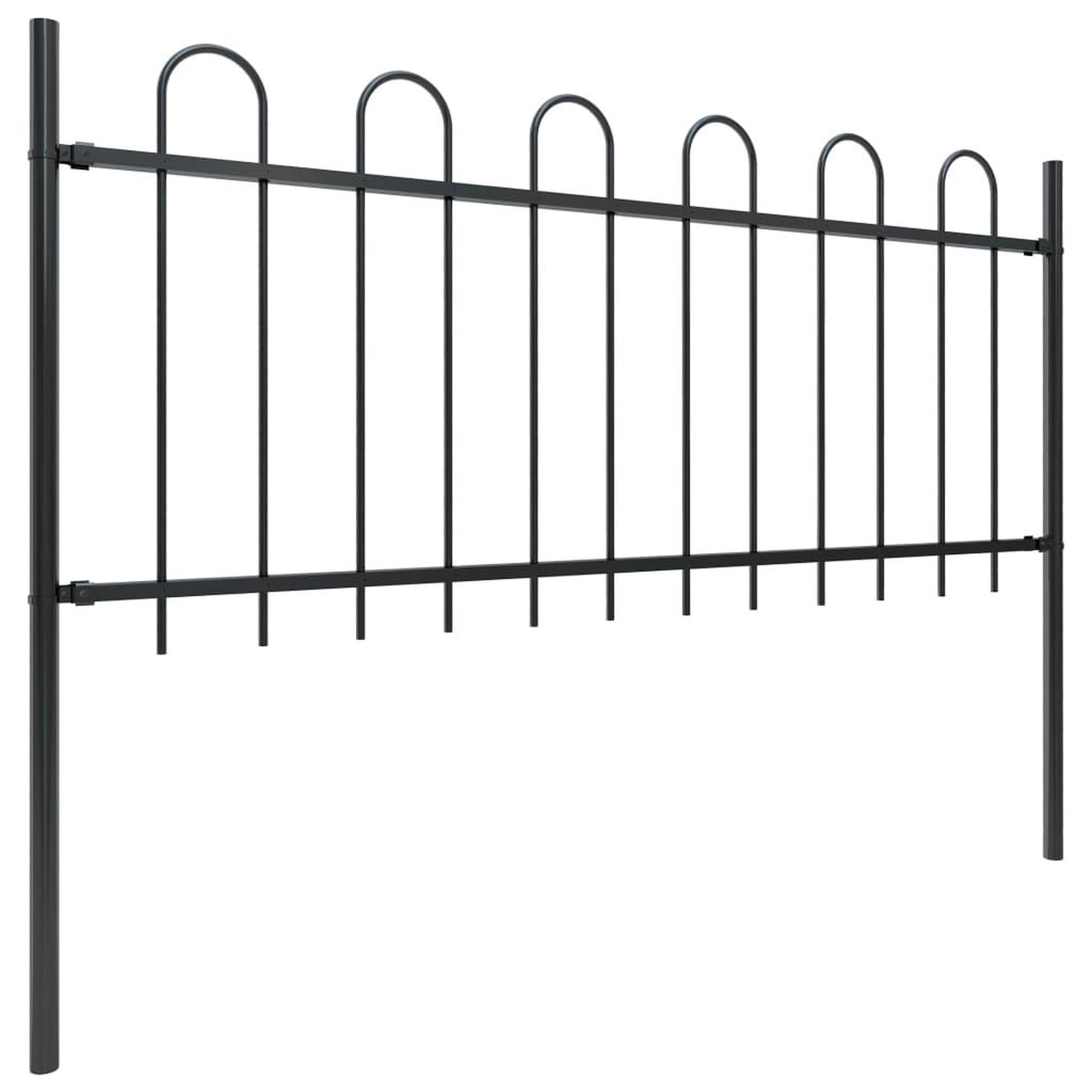 Voir la diapositive 2 : VIDAXL Cloture de jardin avec dessus en cerceau Acier 3,4 x 0,8 m Noir
