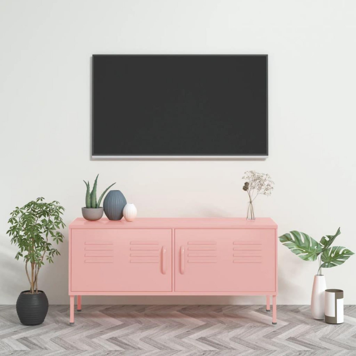 VIDAXL Meuble TV Rose 105x35x50 cm Acier
