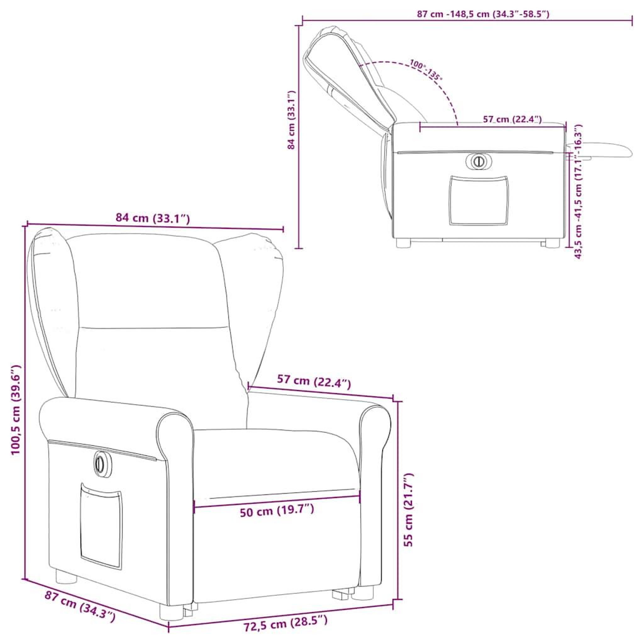 Voir la diapositive 6 : VIDAXL Fauteuil inclinable electrique gris nuage tissu