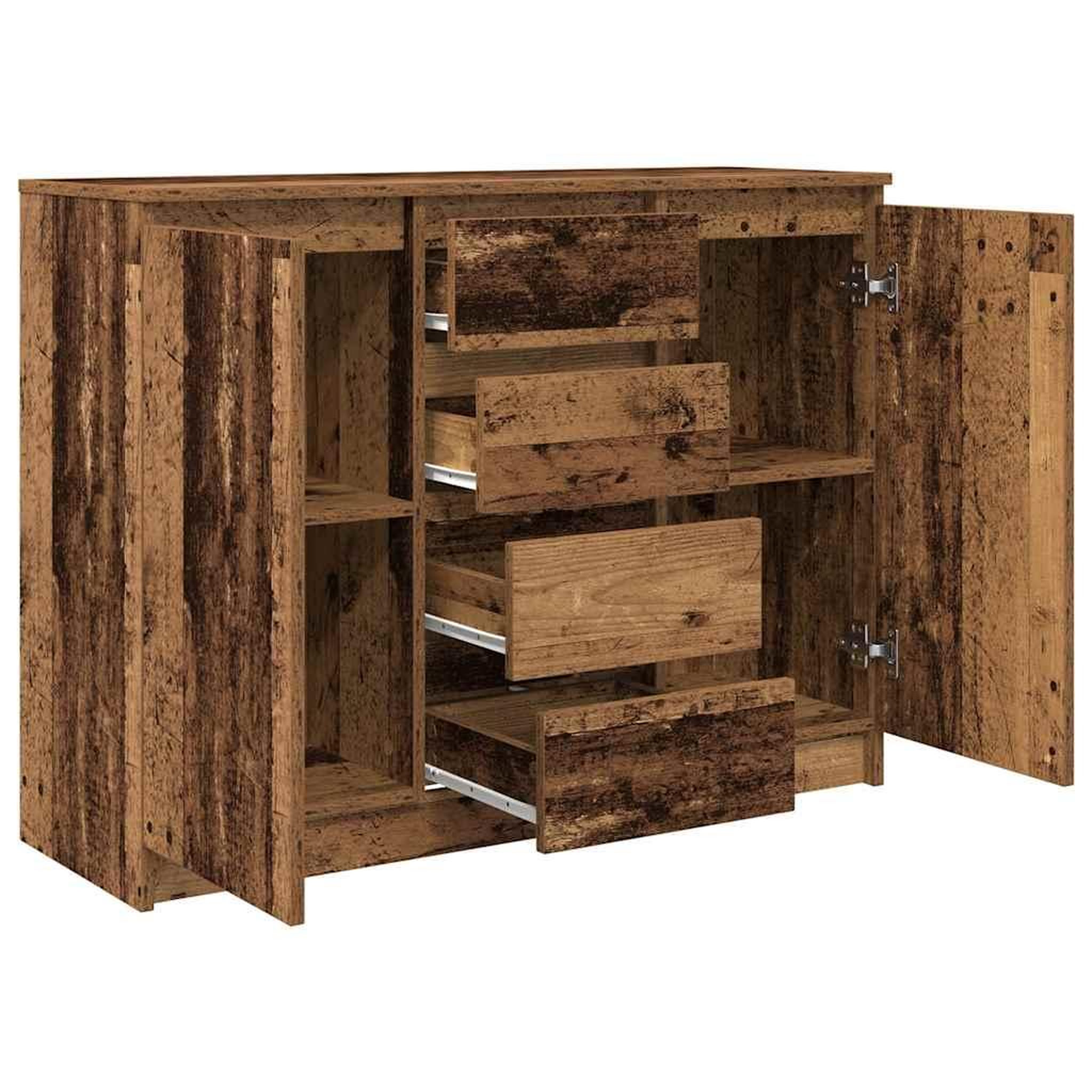 Voir la diapositive 5 : VIDAXL Buffet avec tiroirs vieux bois 100,5x35x76 cm bois d'ingenierie