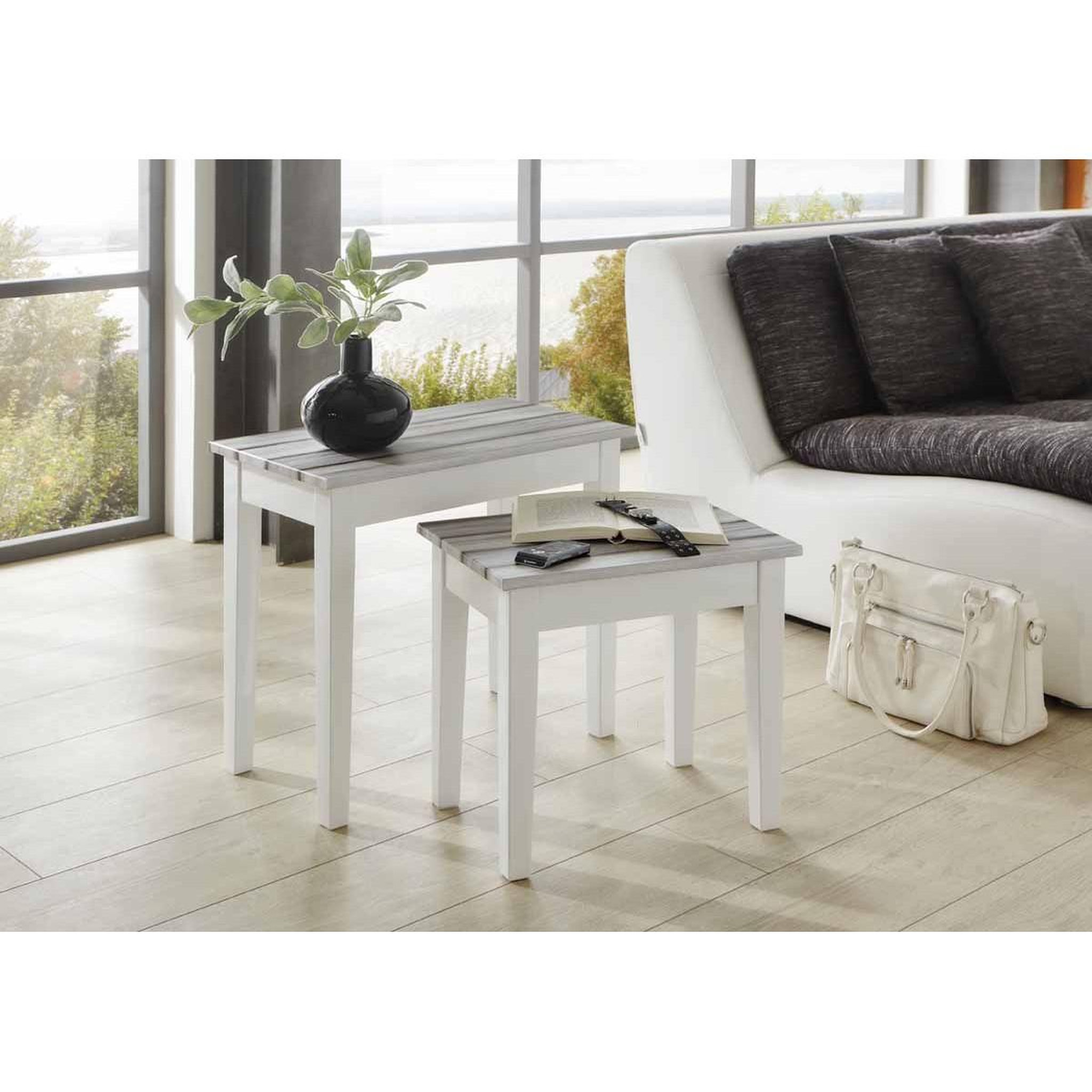 Voir la diapositive 2 : Paris Prix Table d'appoint vintage  maritimo  56cm blanc