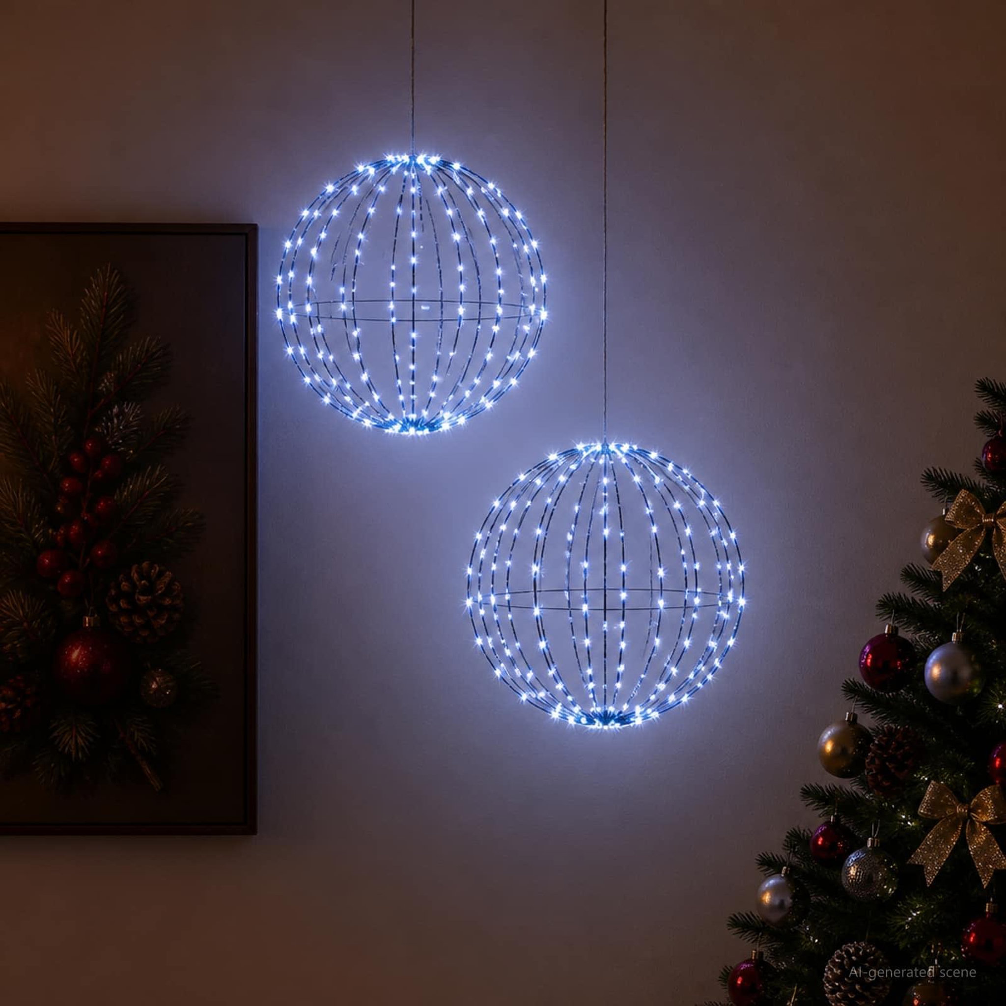 Voir la diapositive 2 : VIDAXL Fleuron lumineux de Noël 2 pc 240 LED Bleu Diametre 40 x 42 cm