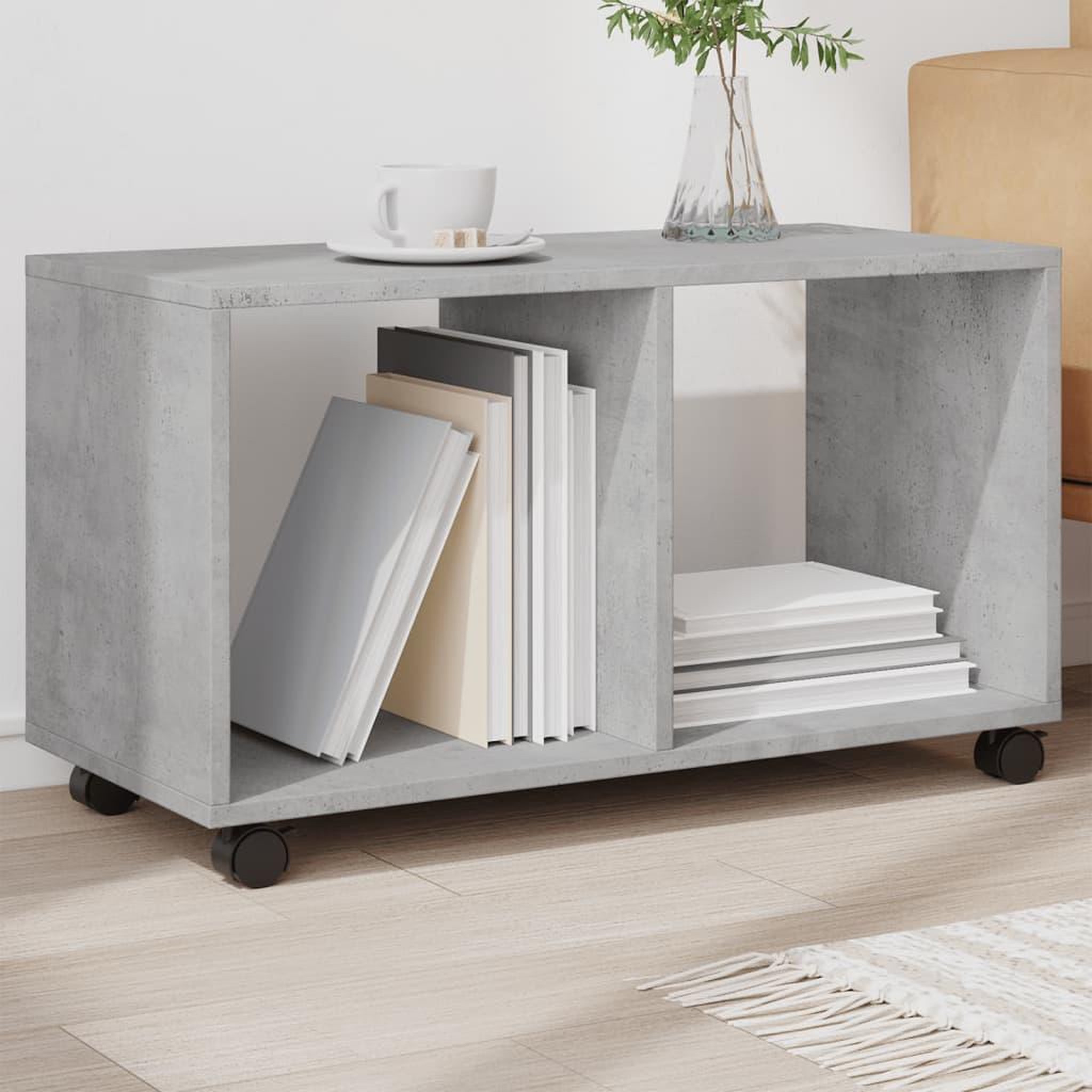 VIDAXL Armoire a roulettes gris beton 72x33x42,5 cm bois d'ingenierie