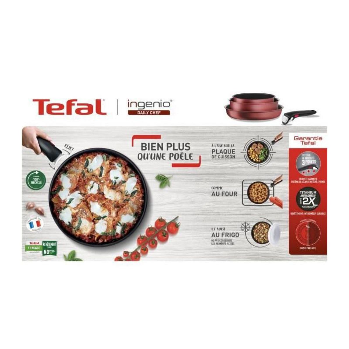 TEFAL TEFAL L3989502 INGENIO DAILY CHEF Rouge Surprise Set 10 pieces, revetement antiadhésif, tous feux dont induction