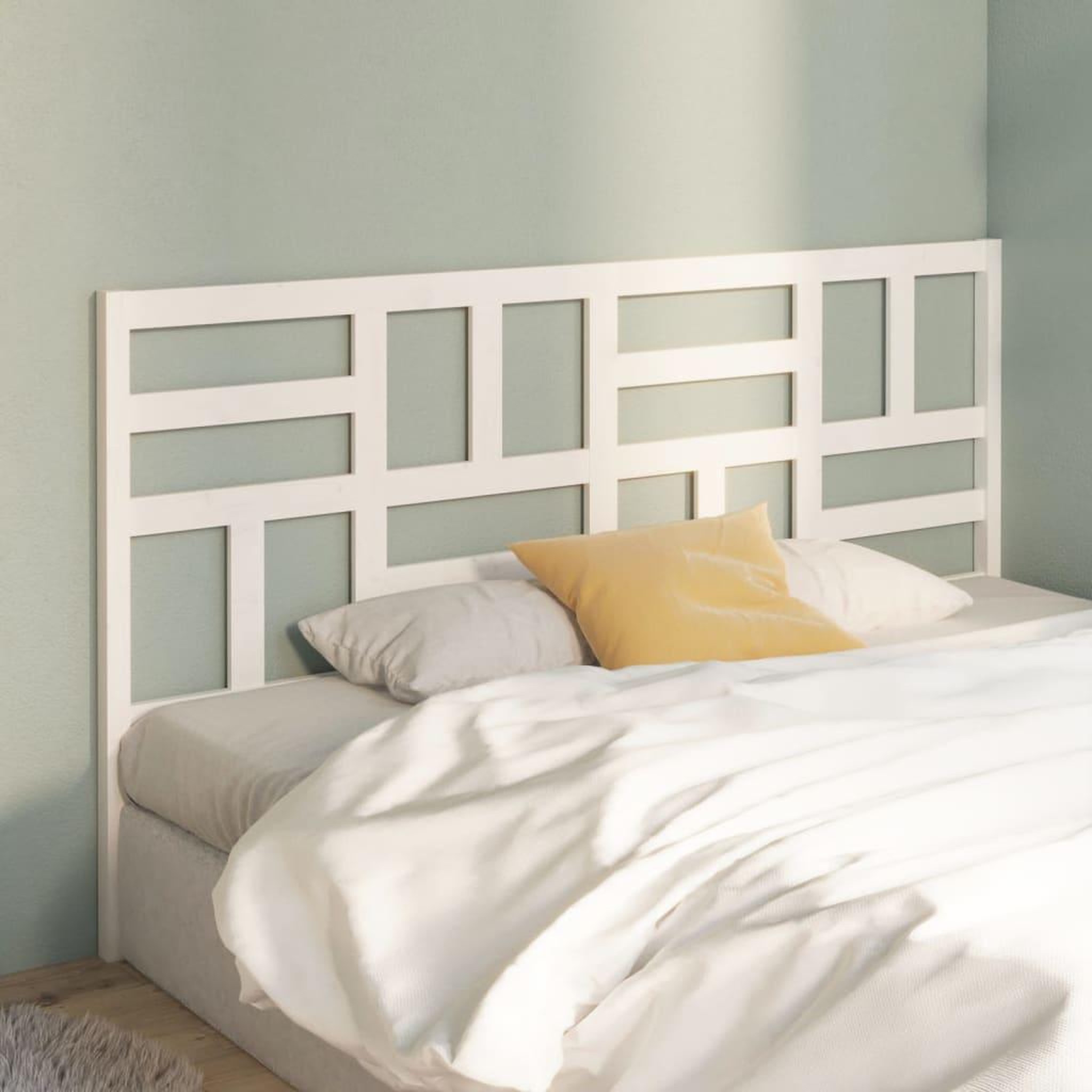Voir la diapositive 3 : VIDAXL Tete de lit Blanc 206x4x104 cm Bois massif de pin