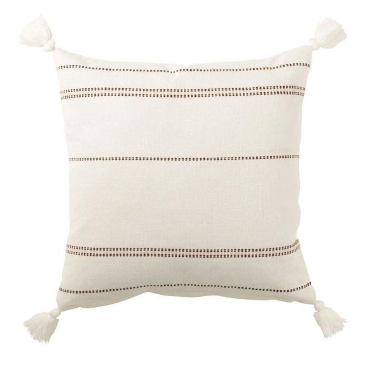 Paris Prix Coussin Déco Pompons  Iliana  50x50cm Blanc