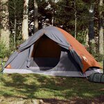VIDAXL Tente de camping a dome 4 personnes gris et orange impermeable