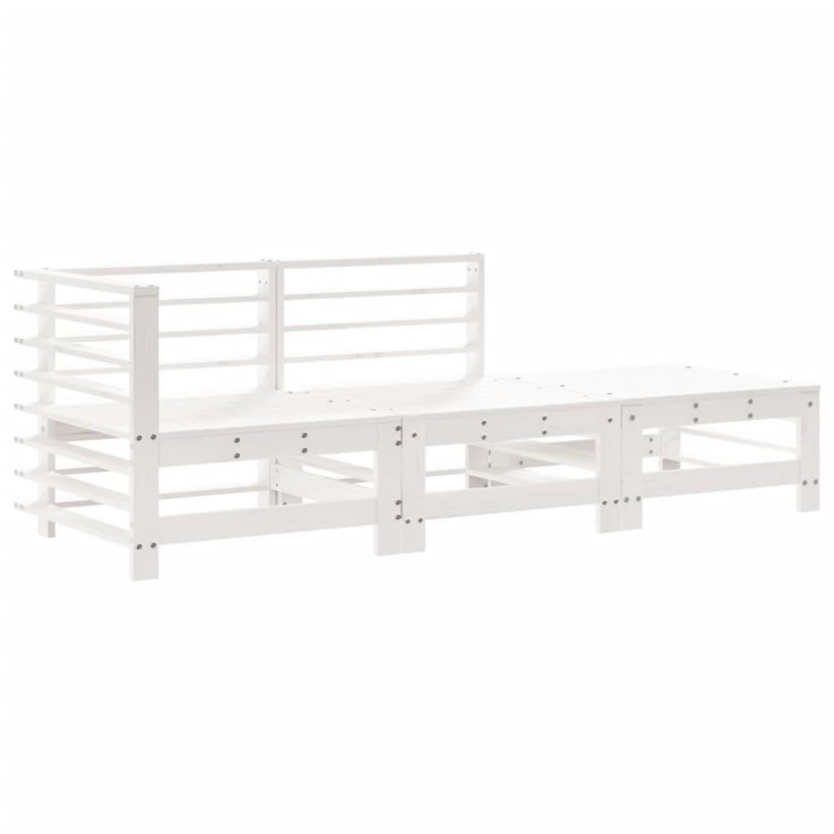 VIDAXL Salon de jardin 3 pcs avec coussins blanc bois massif