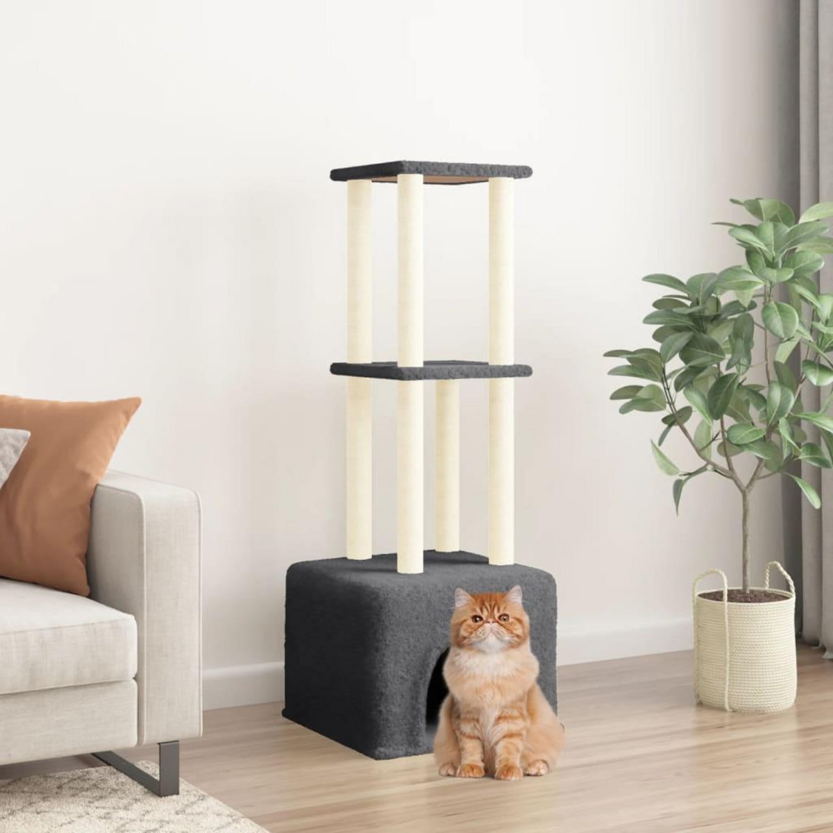 VIDAXL Arbre a chat avec griffoirs en sisal Gris fonce 133,5 cm