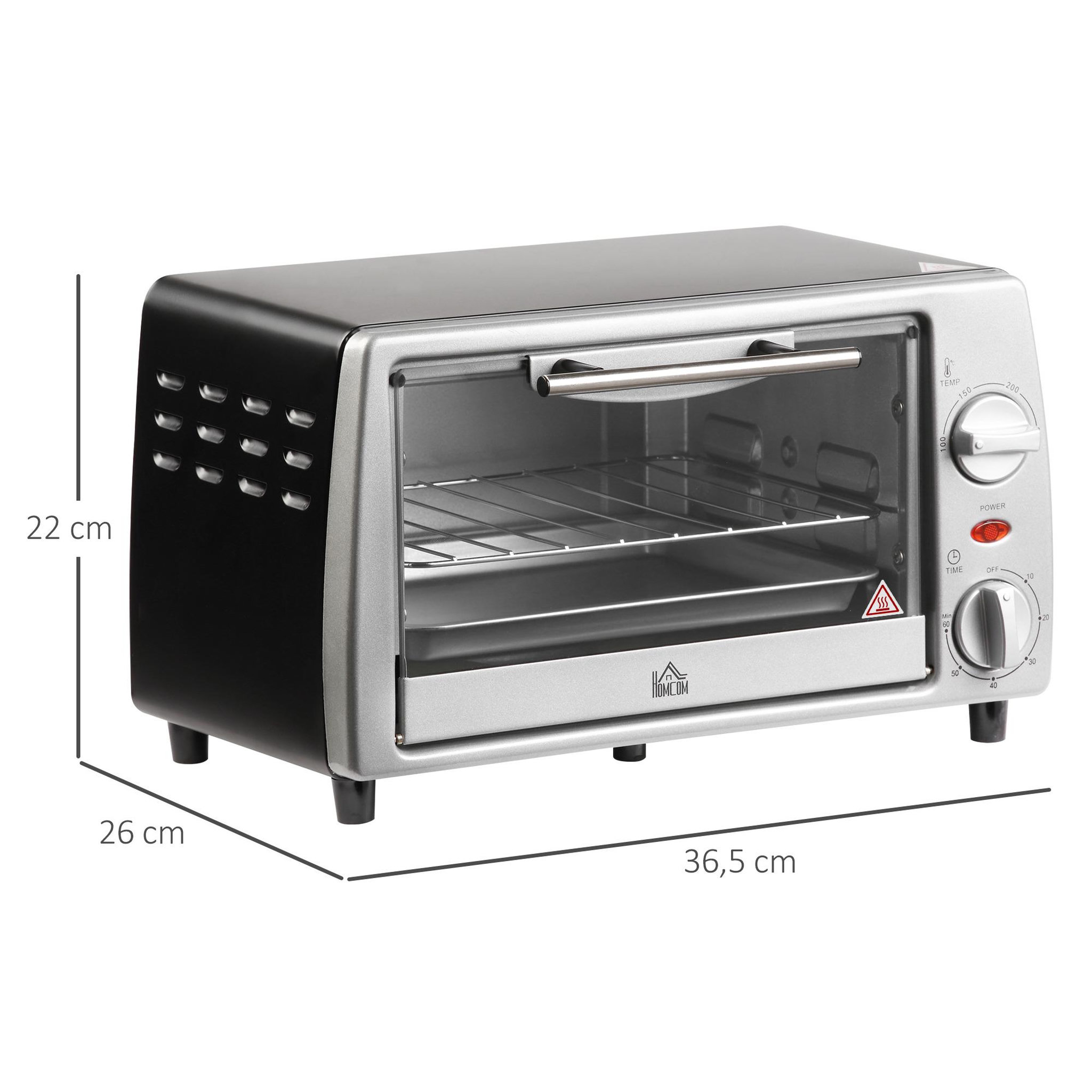 Voir la diapositive 3 : HOMCOM Mini four électrique 750W 10L - grille, plateau - température réglable 100-230°C, timer - noir