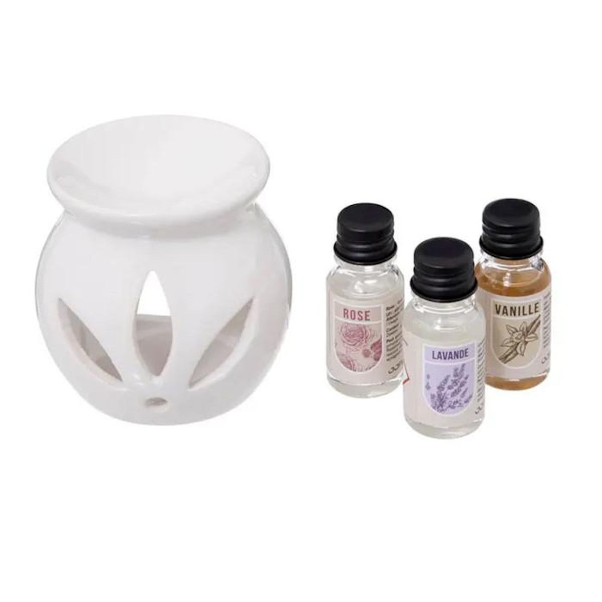 ATMOSPHERA Brûle-Parfum & 3 Flacons d'Huiles  Pura  10ml Floral