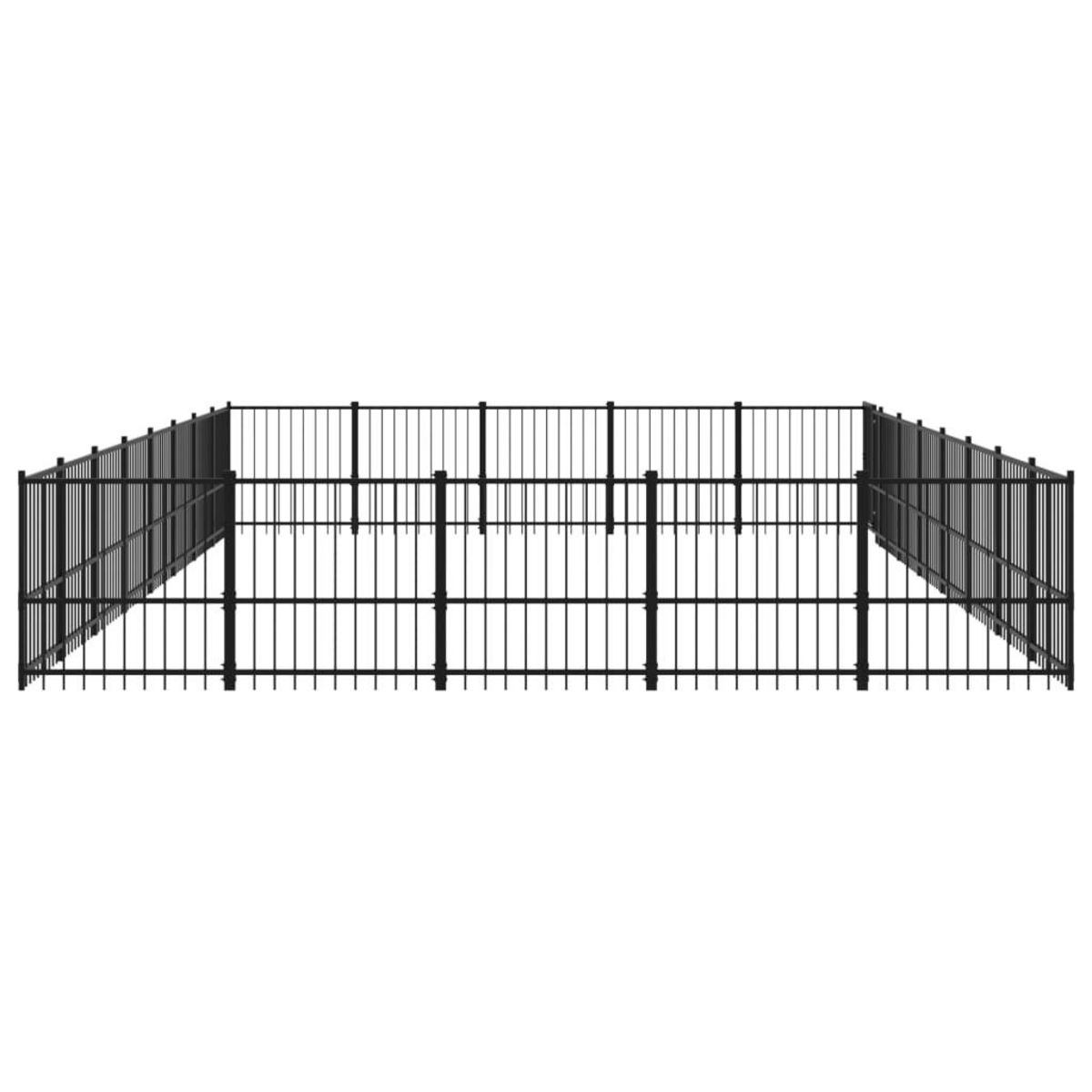 VIDAXL Chenil d'exterieur pour chiens Acier 37,64 m²