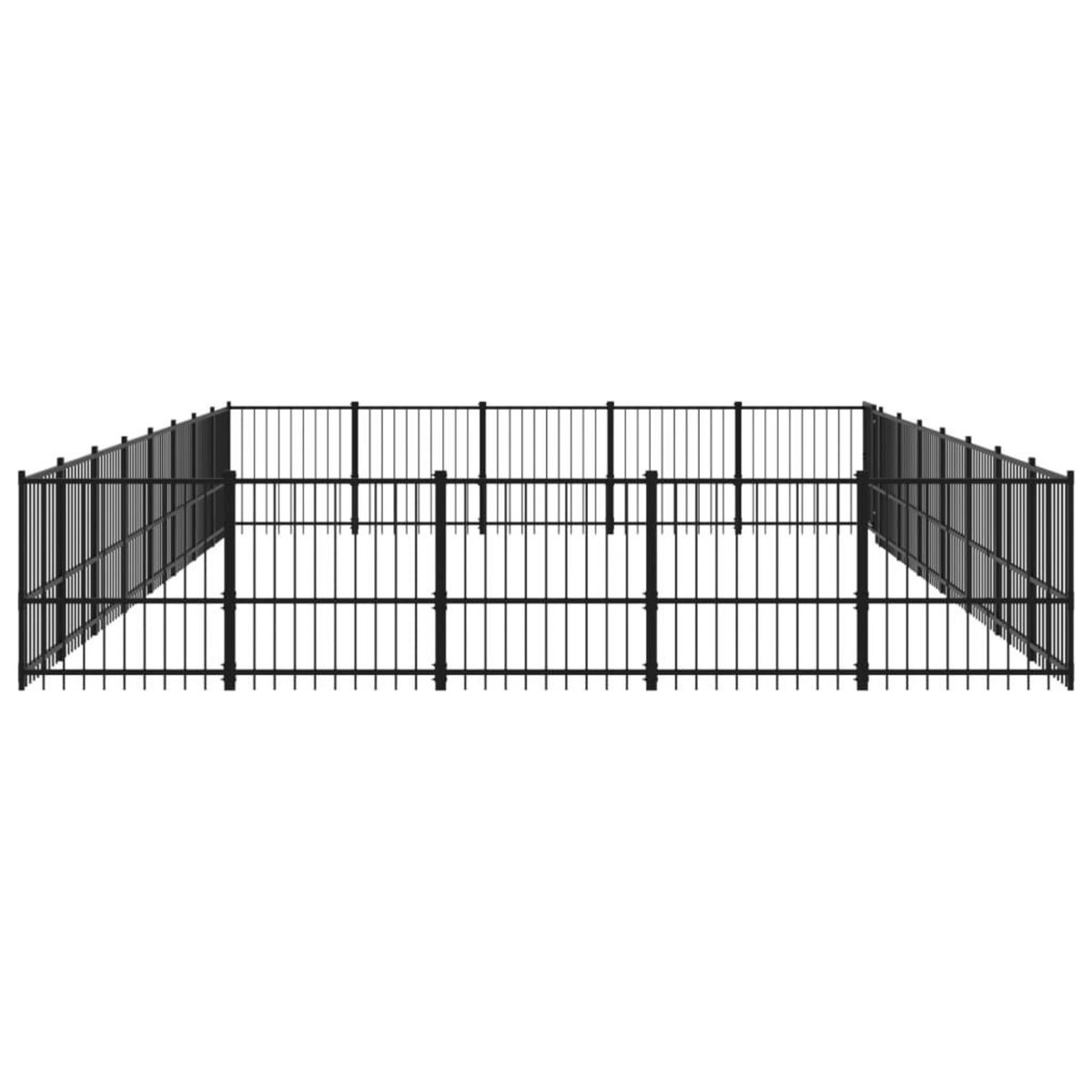 VIDAXL Chenil d'exterieur pour chiens Acier 37,64 m²