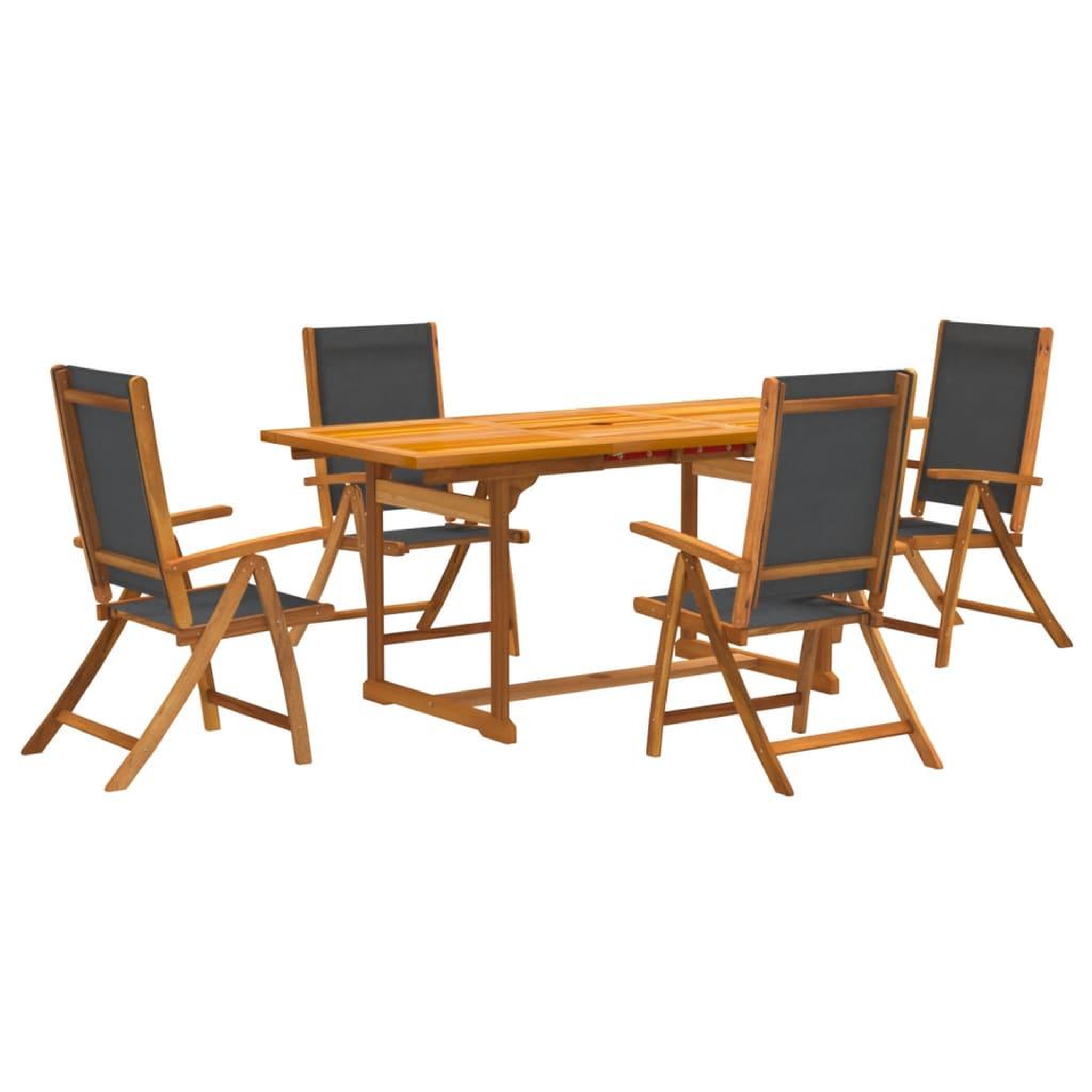 Voir la diapositive 2 : VIDAXL Ensemble a manger de jardin 5pcs bois d'acacia solide textilene