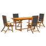 Voir la diapositive 2 : VIDAXL Ensemble a manger de jardin 5pcs bois d'acacia solide textilene
