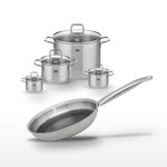 ELO Batterie de cuisine Ensemble de casseroles et poêles poêle 28 cm faitouts 12/14 cm et 20/26 cm Elo Collection Relief Solution Citrin