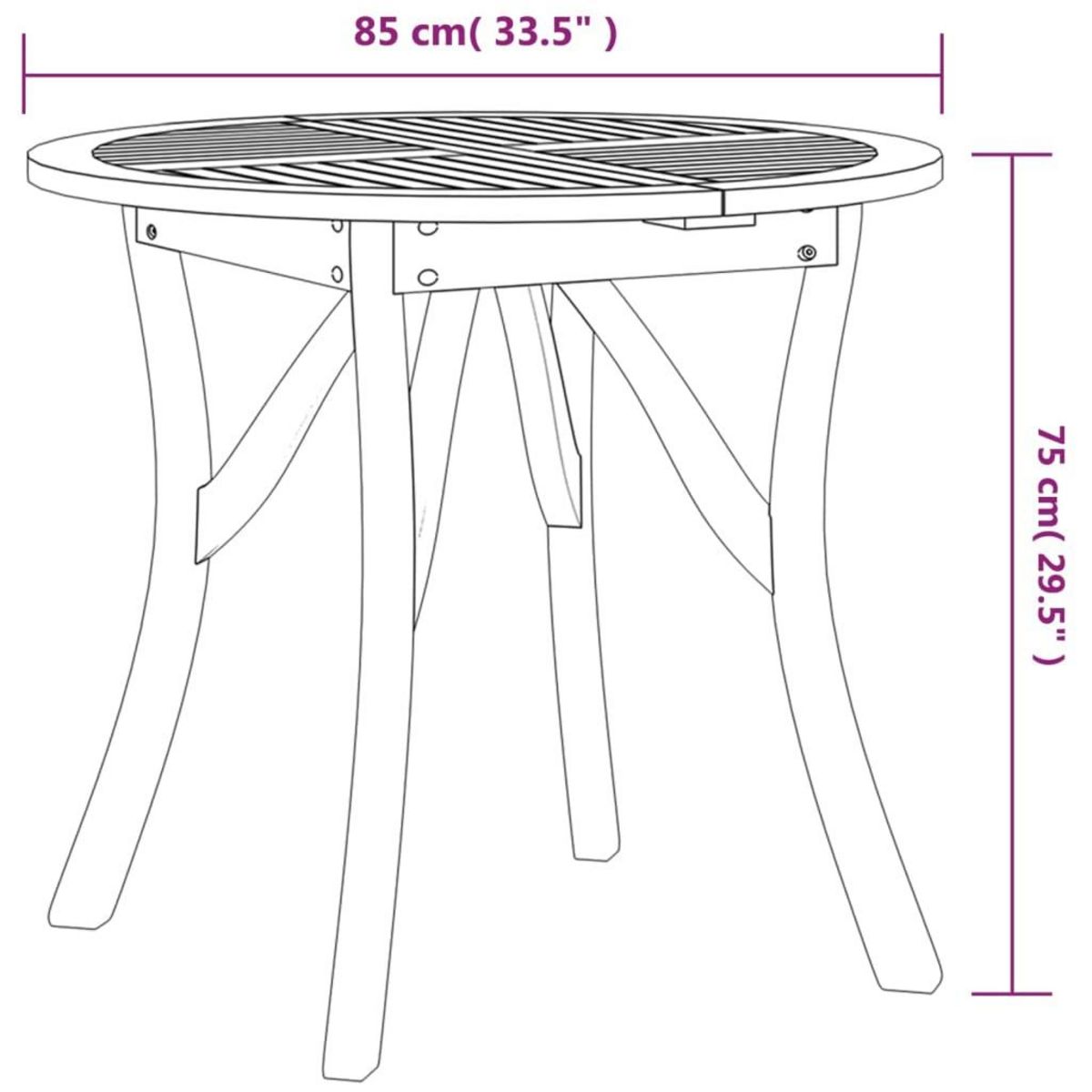 VIDAXL Table de jardin Ø 85 cm Bois d'acacia solide