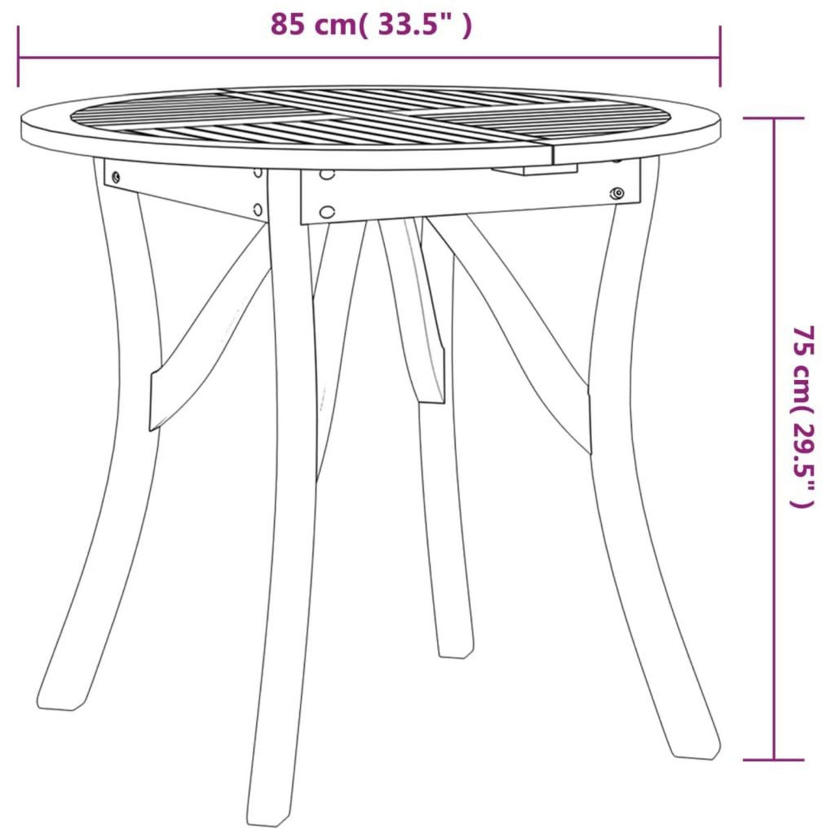 VIDAXL Table de jardin Ø 85 cm Bois d'acacia solide