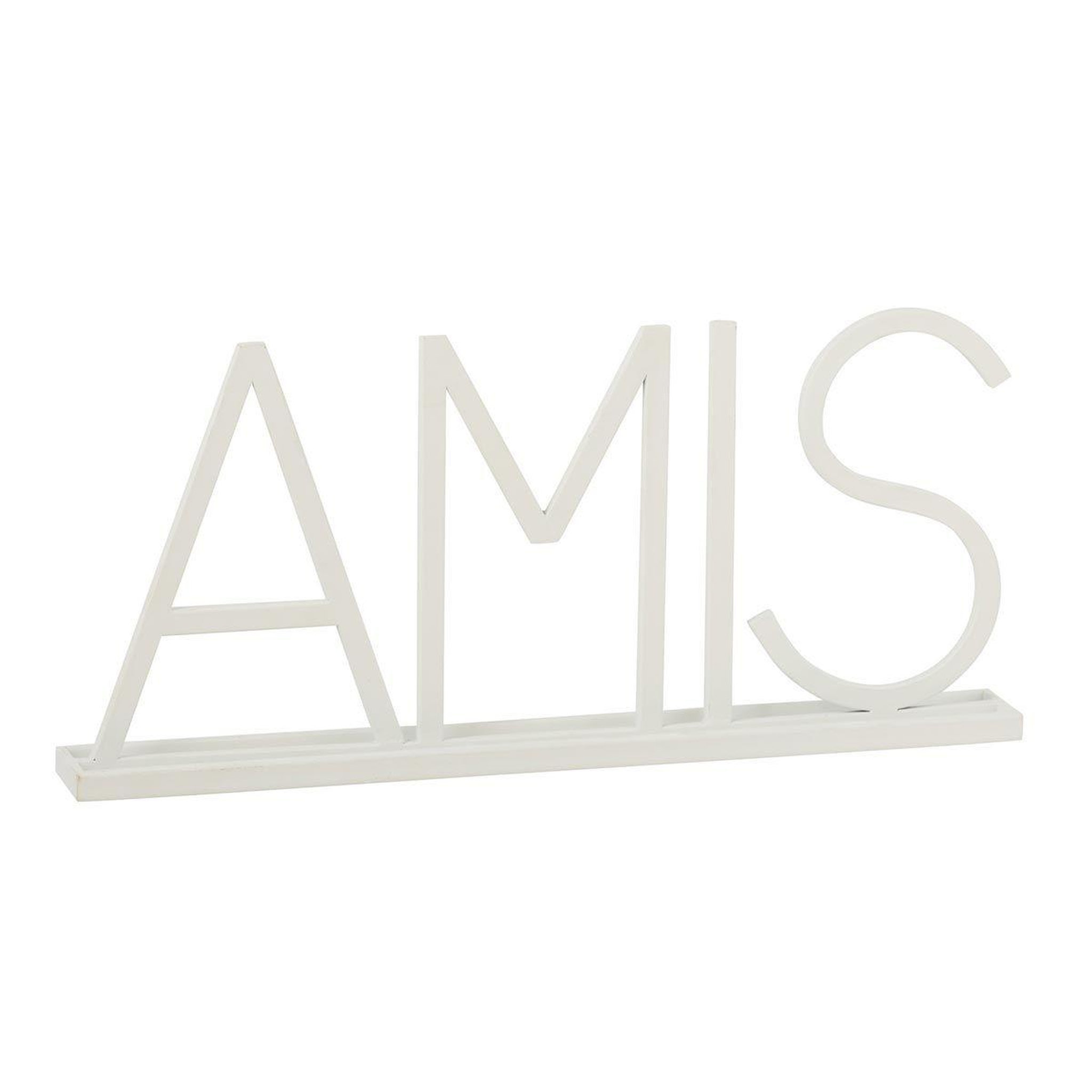 J-LINE Mot déco en métal  amis  48cm blanc