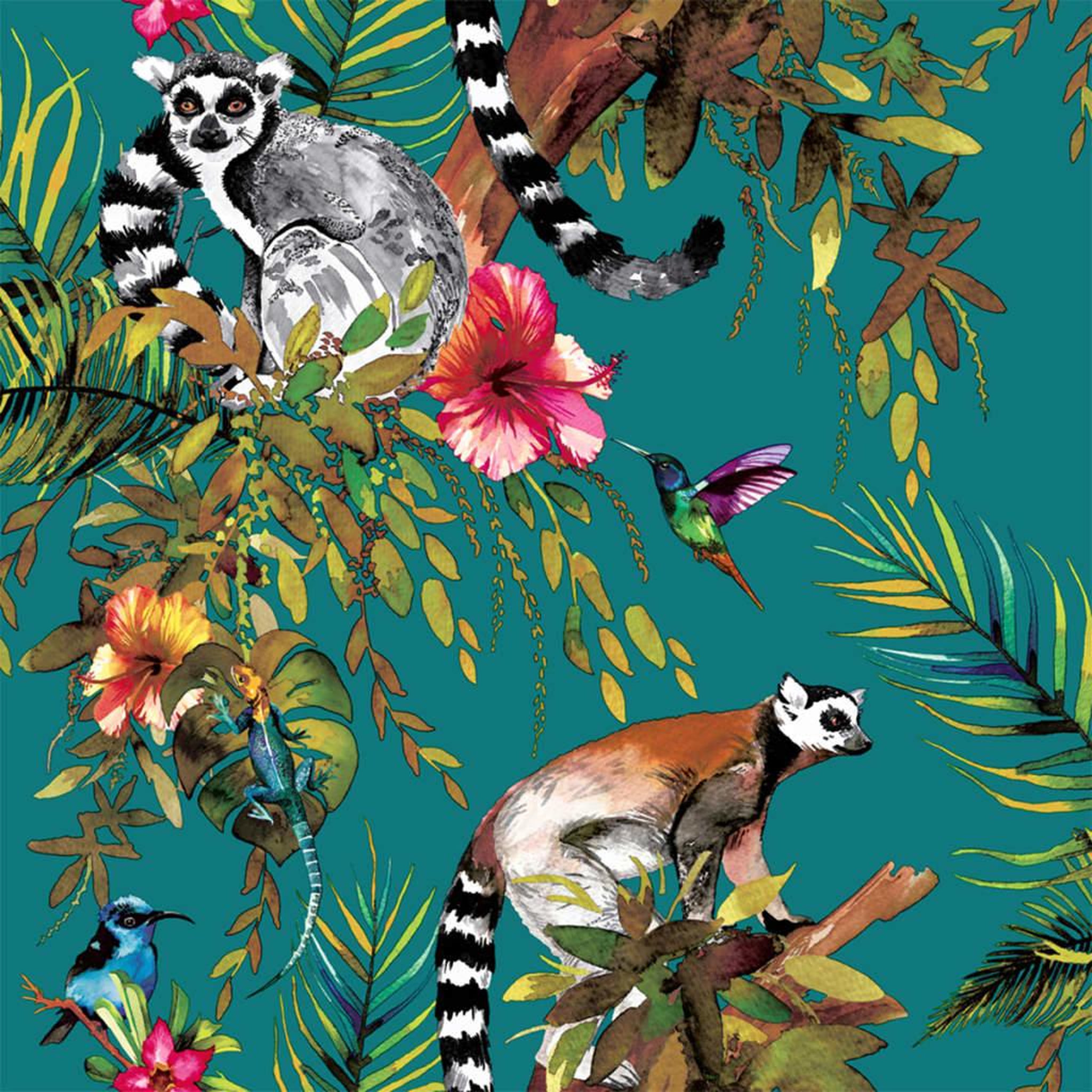 Voir la diapositive 1 : DUTCH WALLCOVERINGS DUTCH WALLCOVERINGS Papier peint Lemurien Vert 12402