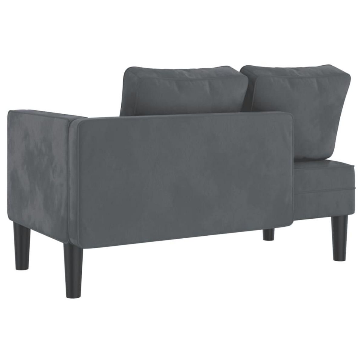 VIDAXL Chaise longue avec coussins gris fonce velours