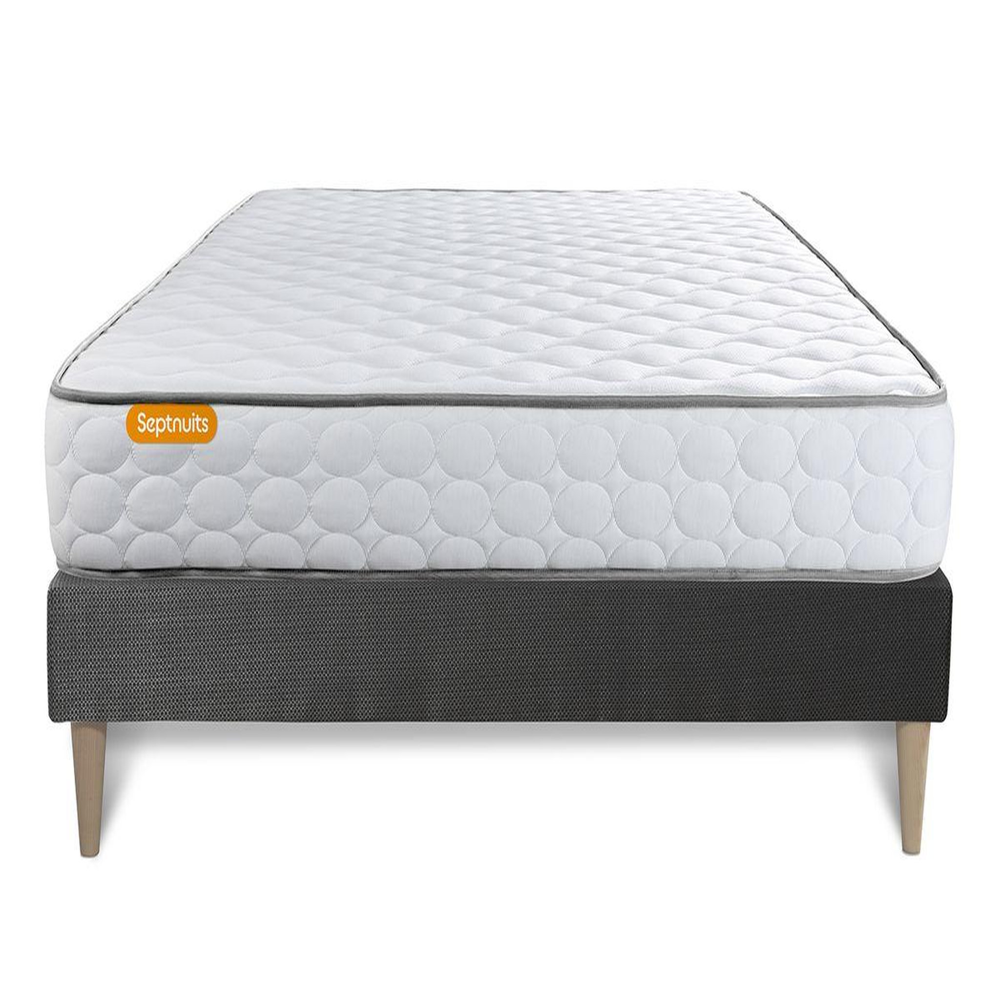 Voir la diapositive 2 : SEPTNUITS Matelas Mémoire de forme + sommier kit gris Memo