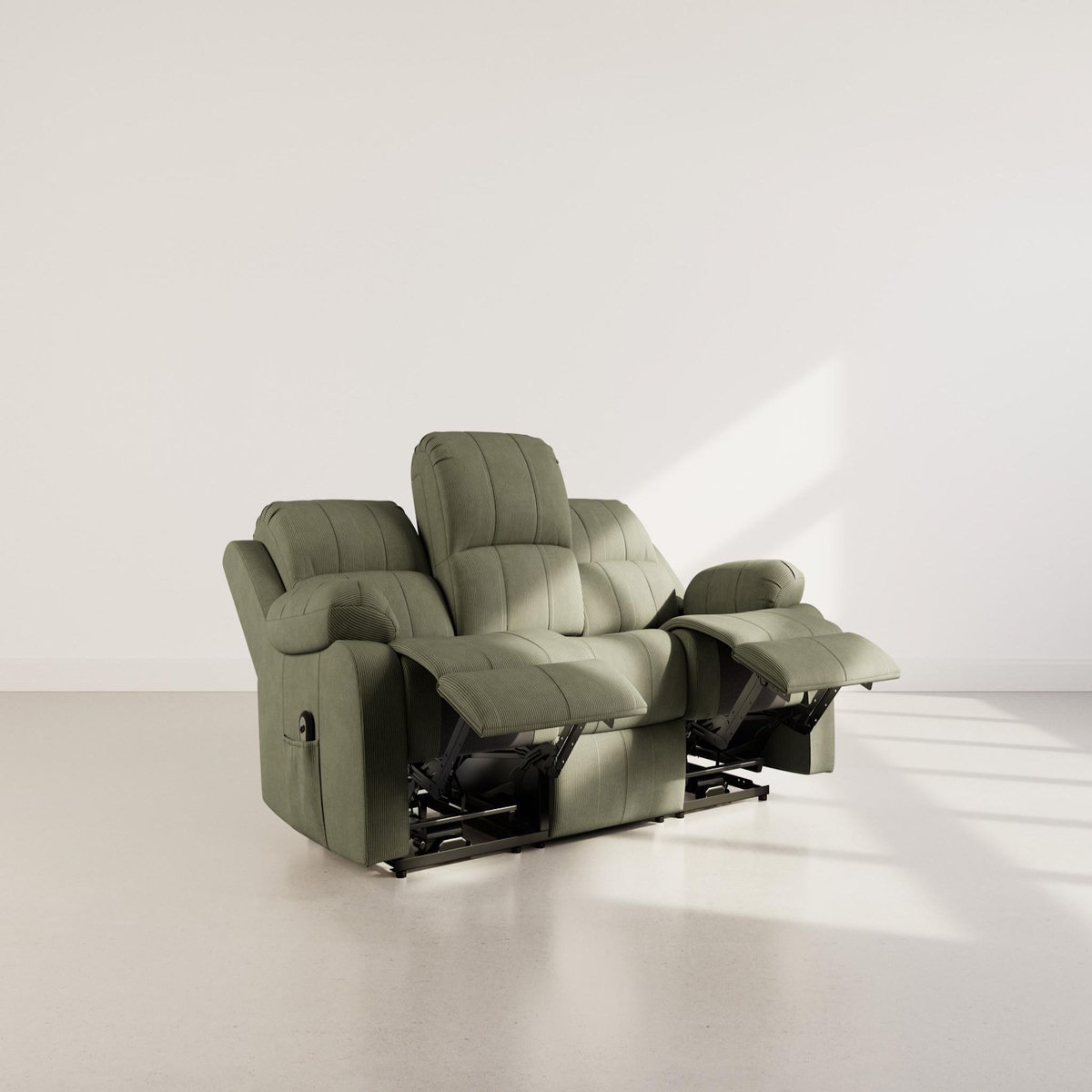 BEST MOBILIER Armand - canapé 3 places relax électrique en velours côtelé