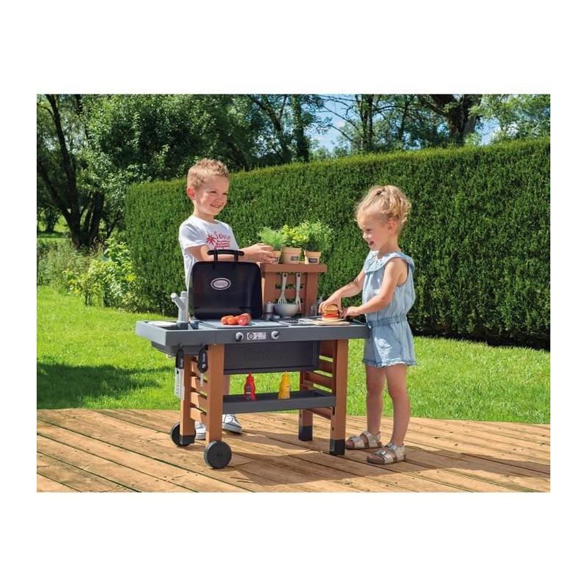 Voir la diapositive 4 : SMOBY Smoby - Garden Kitchen - Cuisine dExterieur Evolutive - Grill Avec Flammes Magiques Retractables - 40 Accessoires