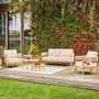 Voir la diapositive 2 : SWEEEK Salon de jardin bois d'acacia et cordes beige 4 places. tables rondes - Samos