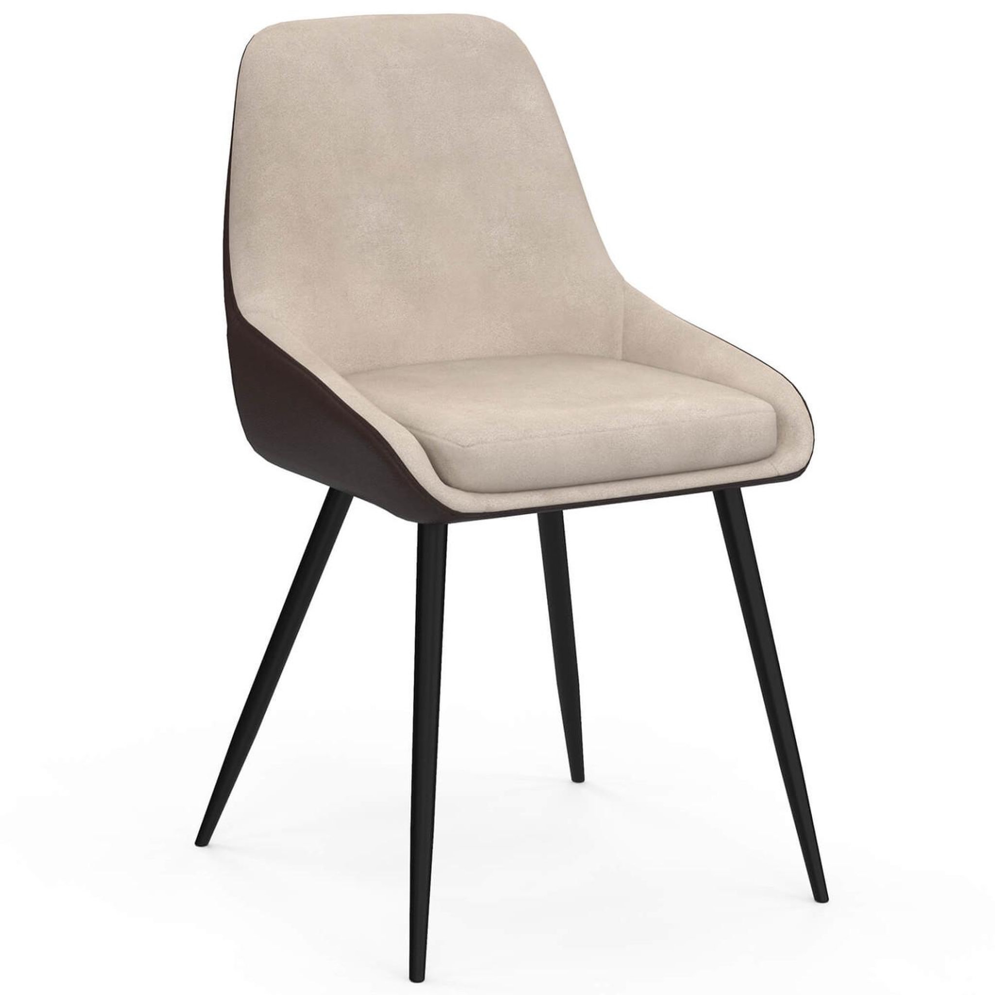 Voir la diapositive 3 : ID MARKET Lot de 6 chaises thalya bi-matière en tissu et pu marron et taupe pour salle à manger