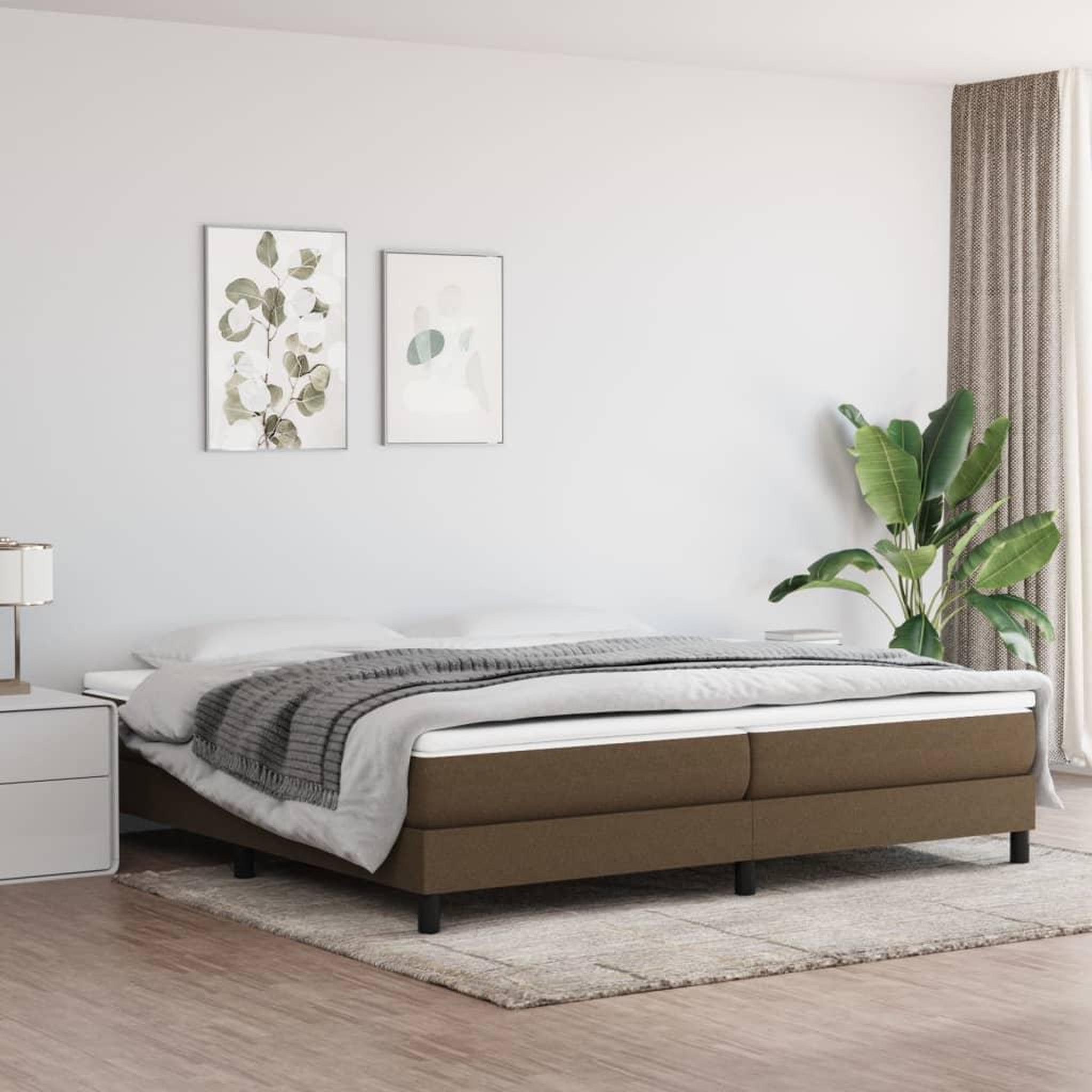 Voir la diapositive 1 : VIDAXL Sommier a lattes de lit avec matelas Marron fonce 200x200 cm