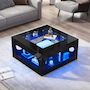 Voir la diapositive 5 : MERAX Table basse carrée noir - 70x70 cm led mdf