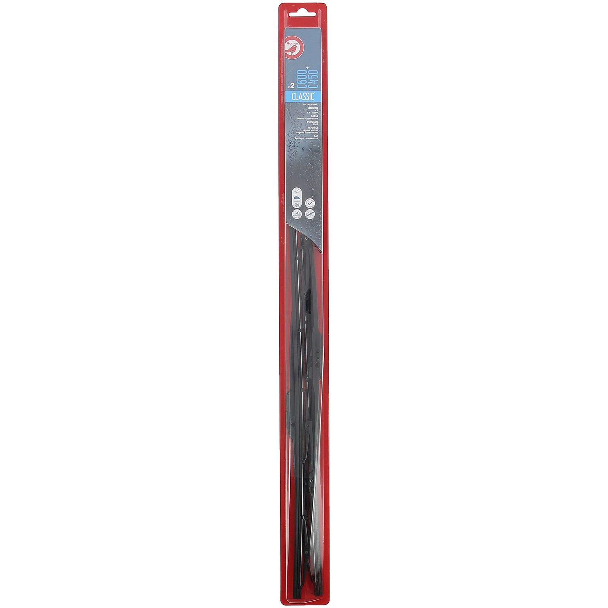 Voir la diapositive 2 : AUCHAN 2 balais d'essuie-glace WEST CLASSIC WIPER BLADE (600+450MM)