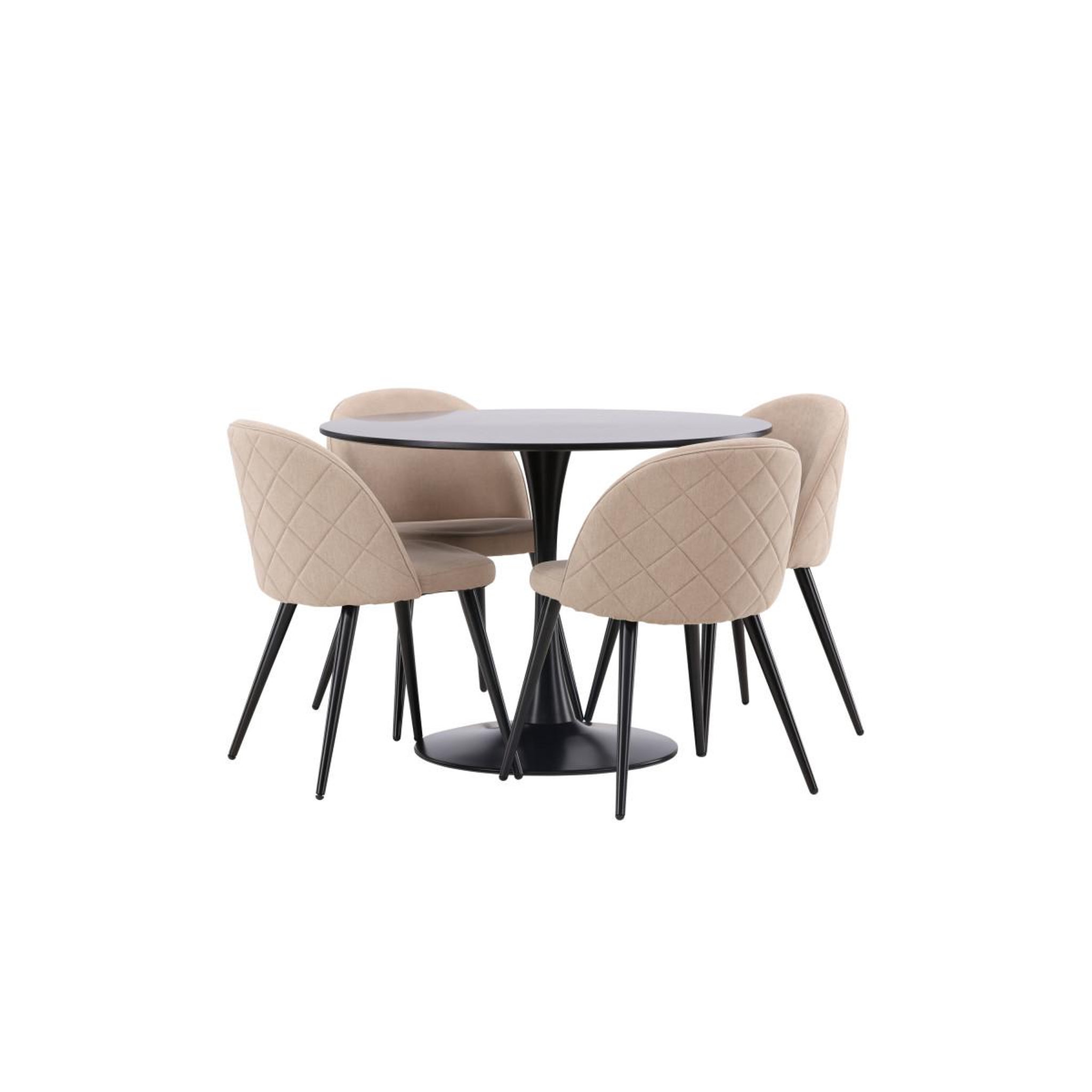 Voir la diapositive 3 : Paris Prix Ensemble table à manger & 4 chaises  glade & stitches  100cm noir & beige