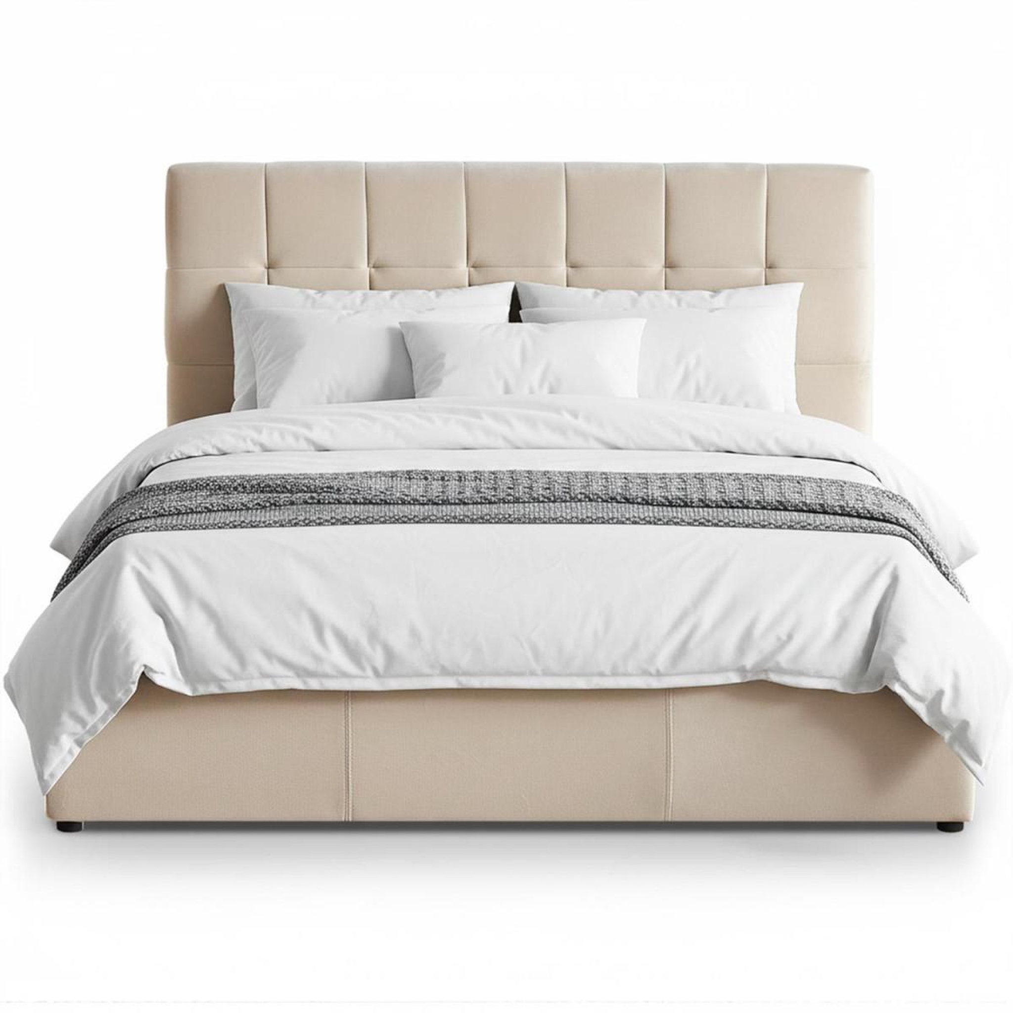 Voir la diapositive 6 : Paris Prix Pack lit coffre en velours & matelas  lucia & goodream  160x200cm beige