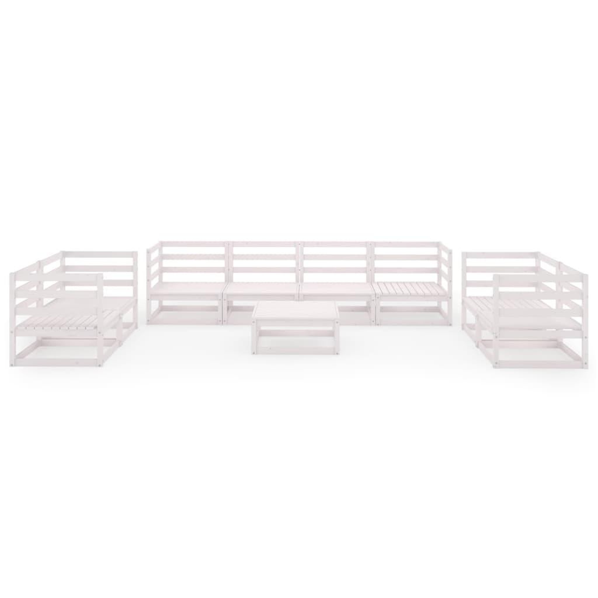 Voir la diapositive 3 : VIDAXL Salon de jardin 9 pcs Blanc Bois de pin massif