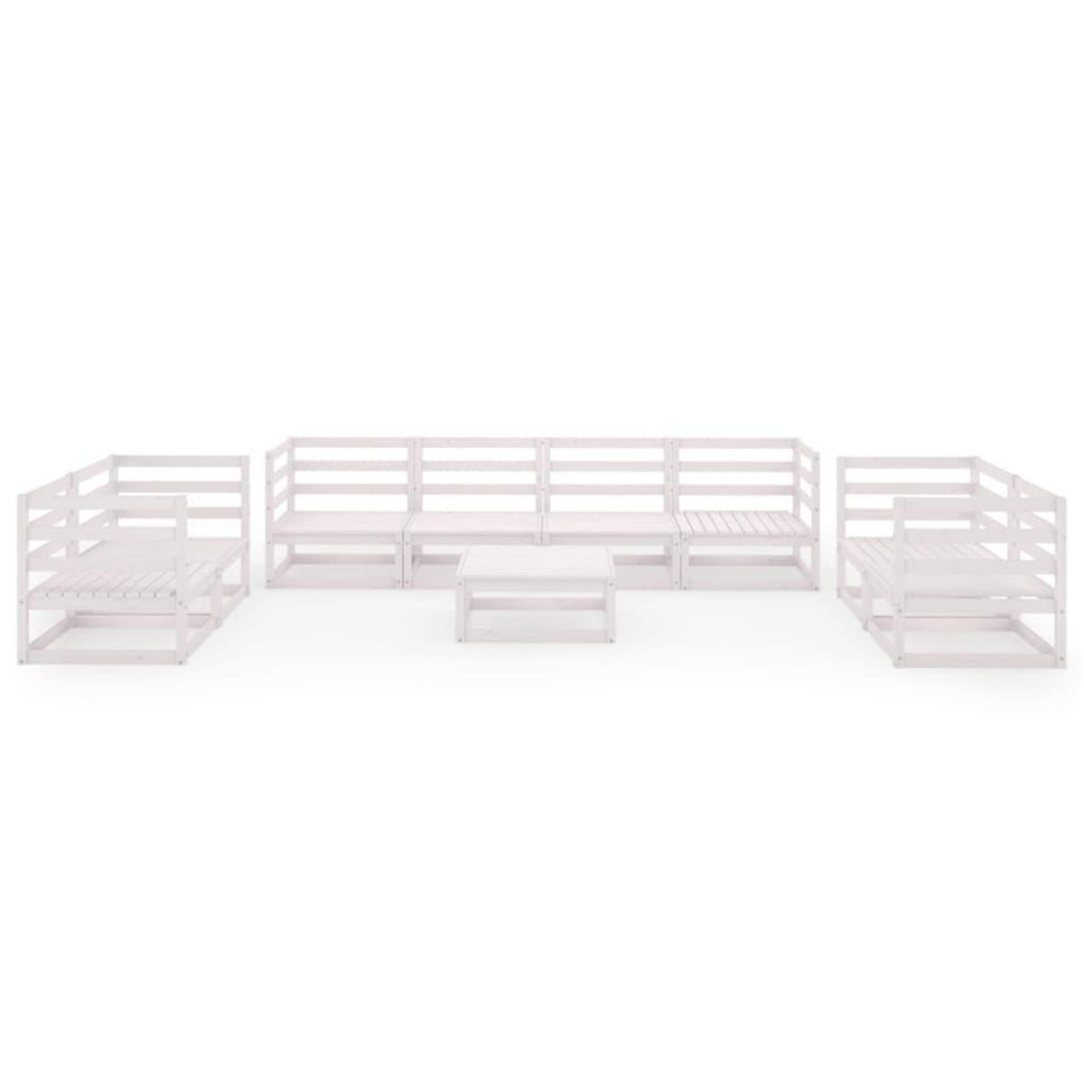 VIDAXL Salon de jardin 9 pcs Blanc Bois de pin massif