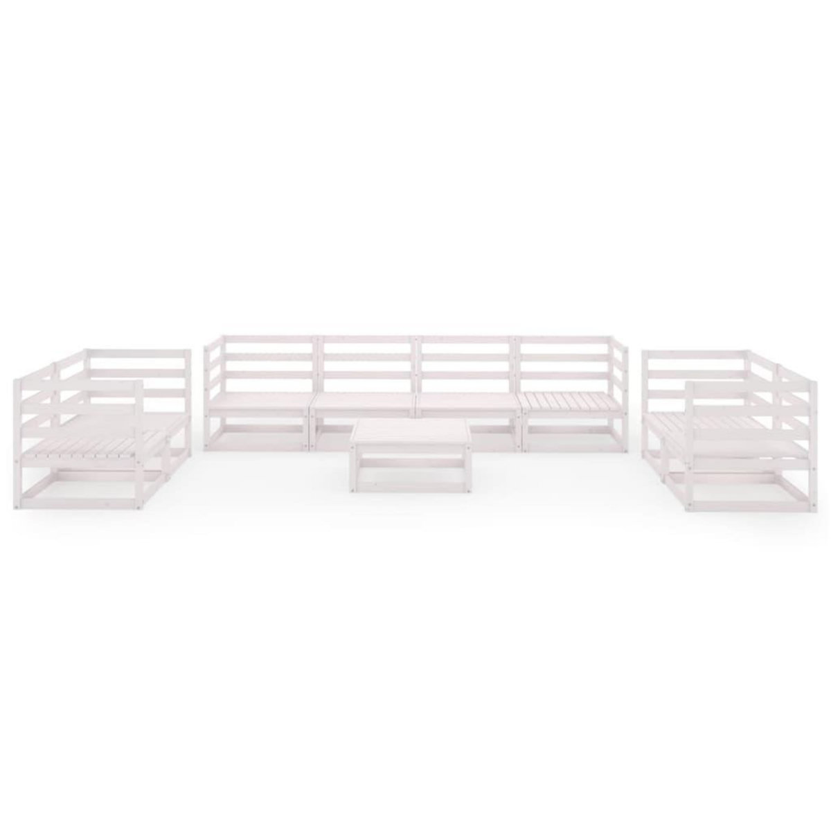 VIDAXL Salon de jardin 9 pcs Blanc Bois de pin massif