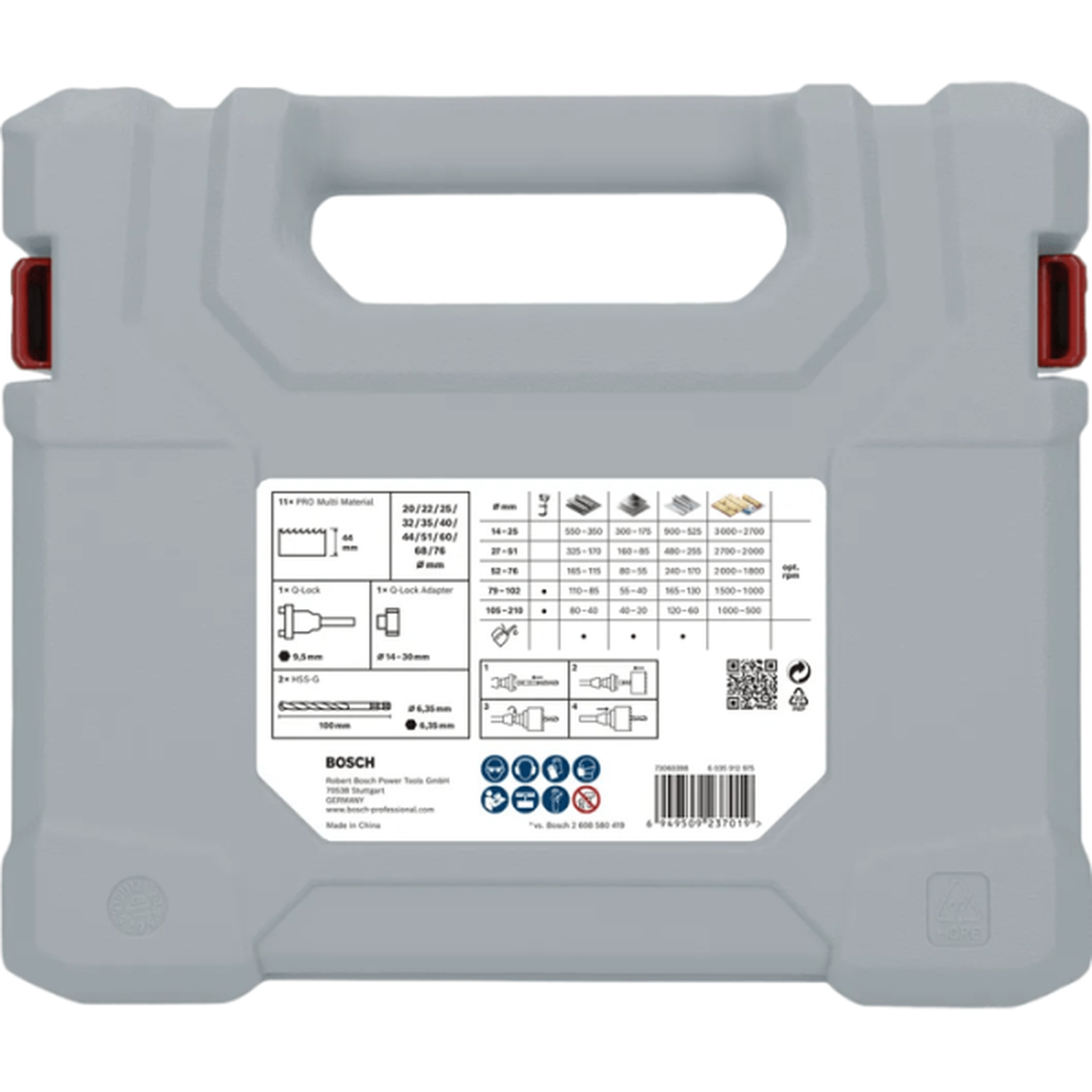 Voir la diapositive 4 : Bosch Professional Coffret de scies trépans bosch professional - pro multi material - 15pcs - 20 a 76mm - pour perceuses et visseuses