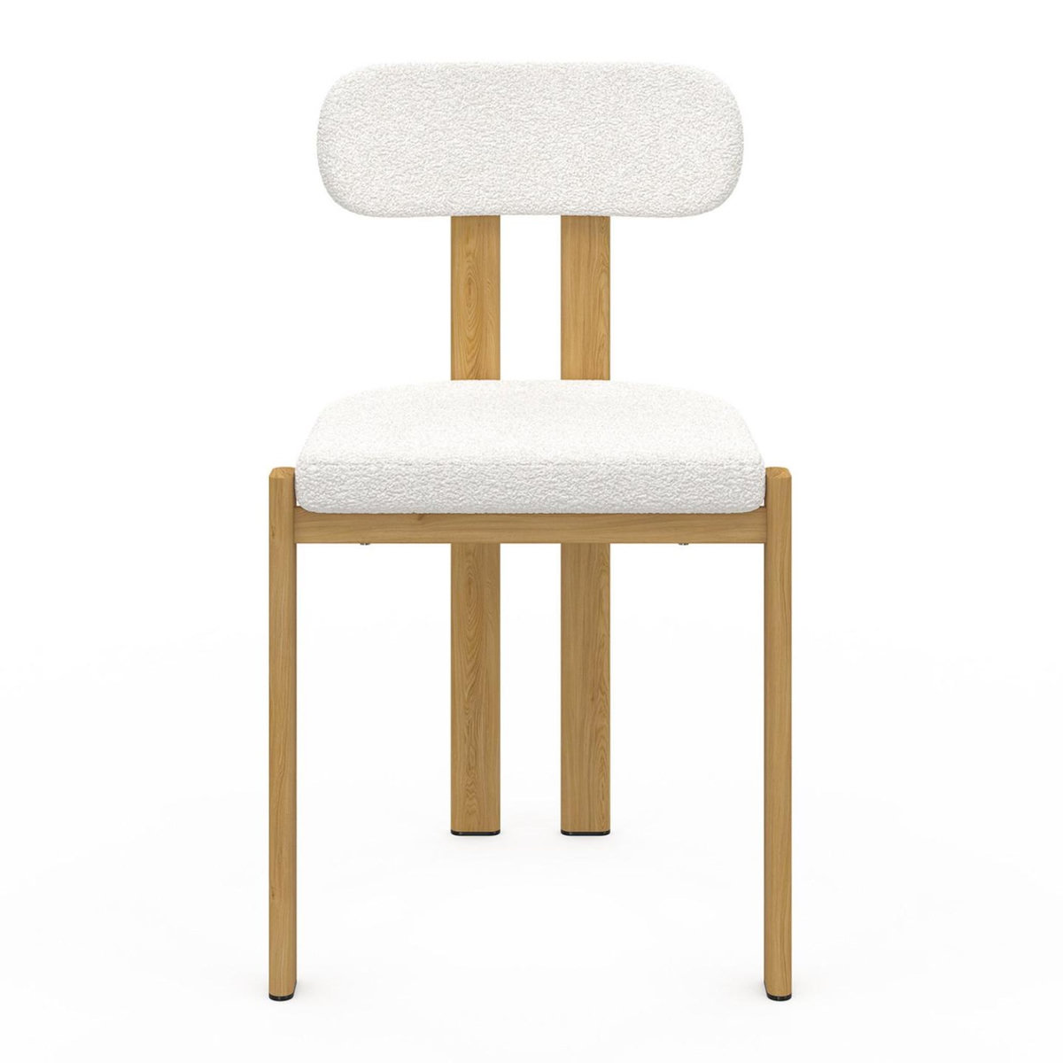 ID MARKET Lot de 4 chaises ESMA en métal effet bois et tissu bouclette pour salle à manger