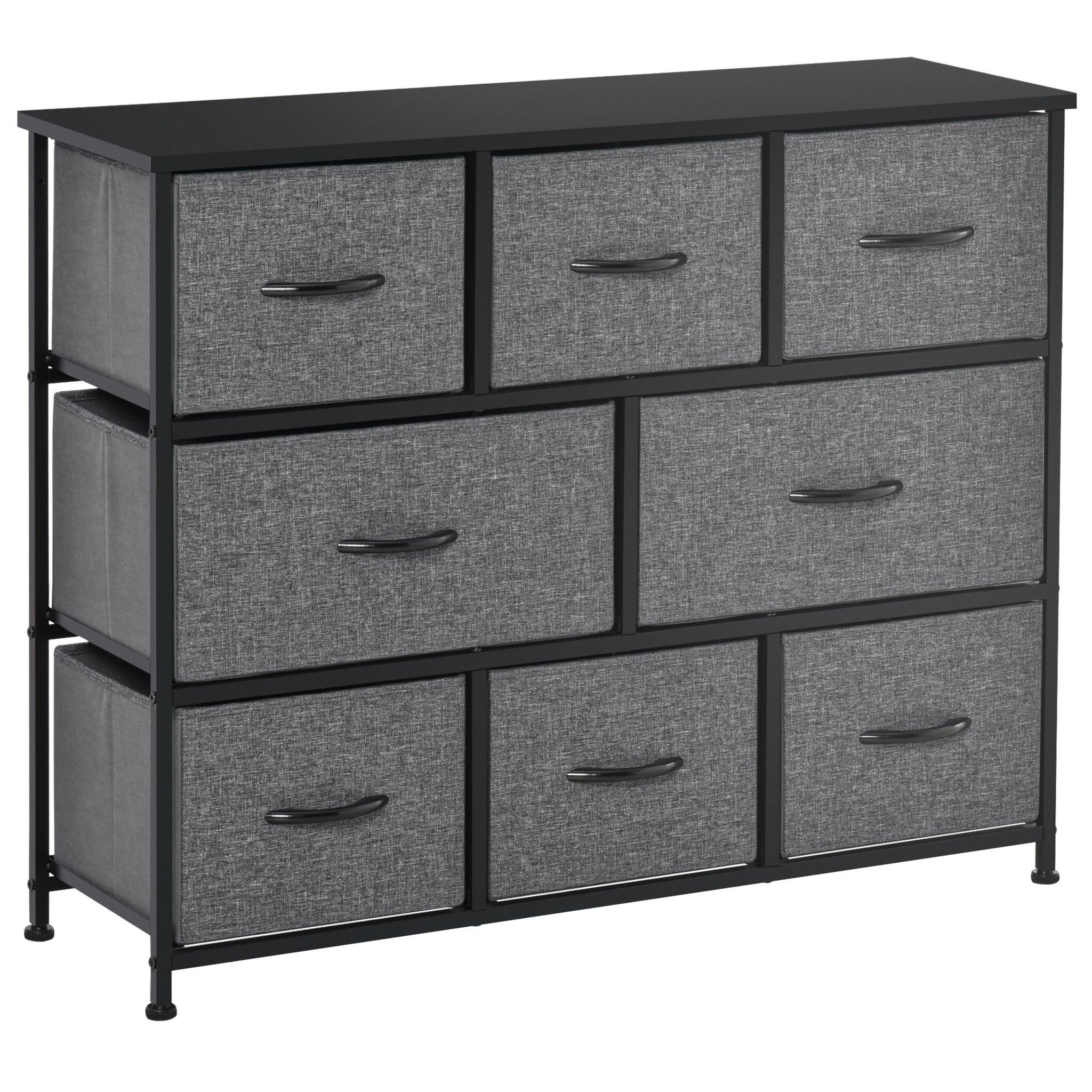 HOMCOM Commode meuble de rangement 8 tiroirs pliables en tissu 100 x 30 ...