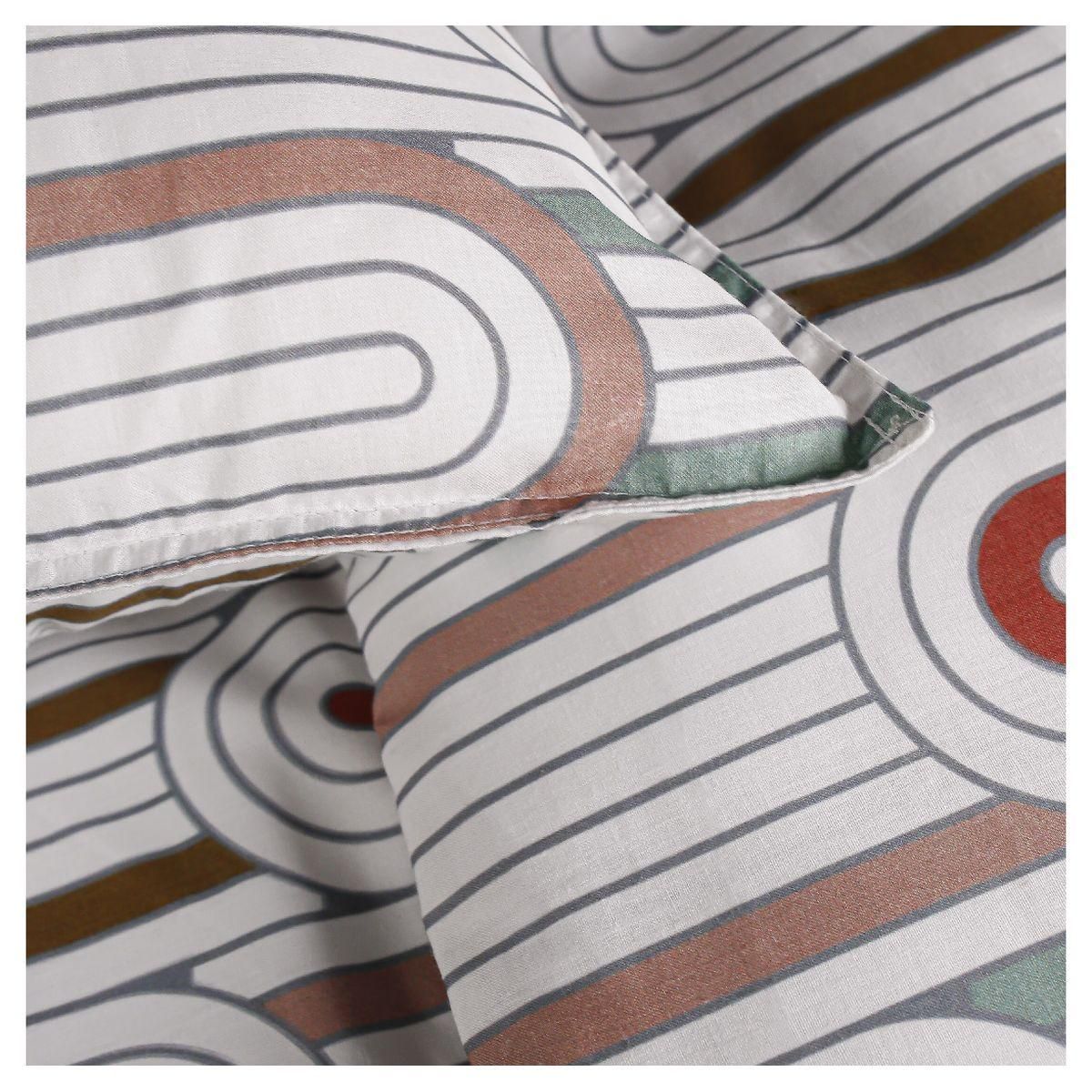 Parure housse de couette en coton 57 fils motif géométrique AMBRE