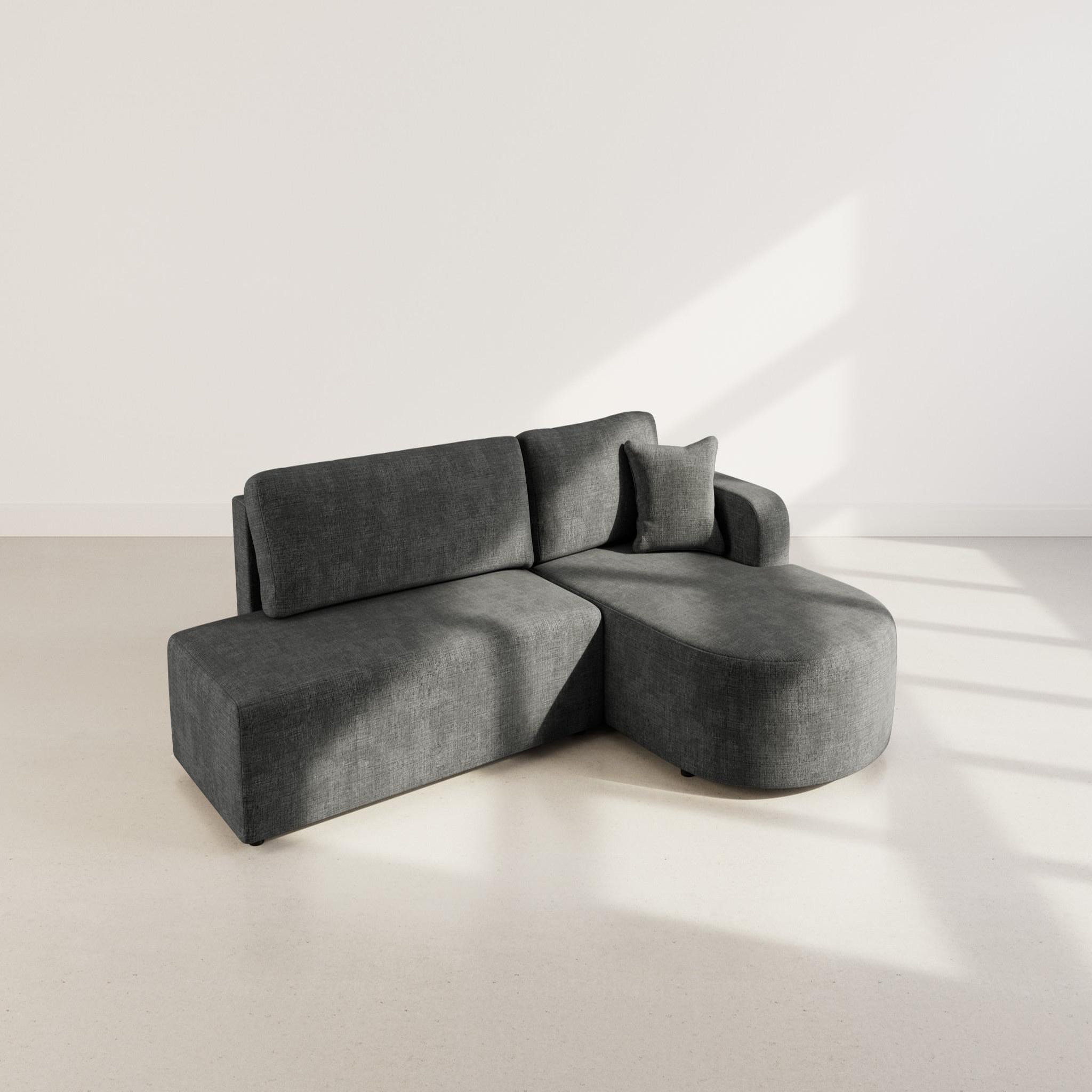 Voir la diapositive 6 : BEST MOBILIER Miro - canapé d'angle droit 4 places convertible avec coffre en velours texturé