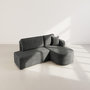 Voir la diapositive 6 : BEST MOBILIER Miro - canapé d'angle droit 4 places convertible avec coffre en velours texturé