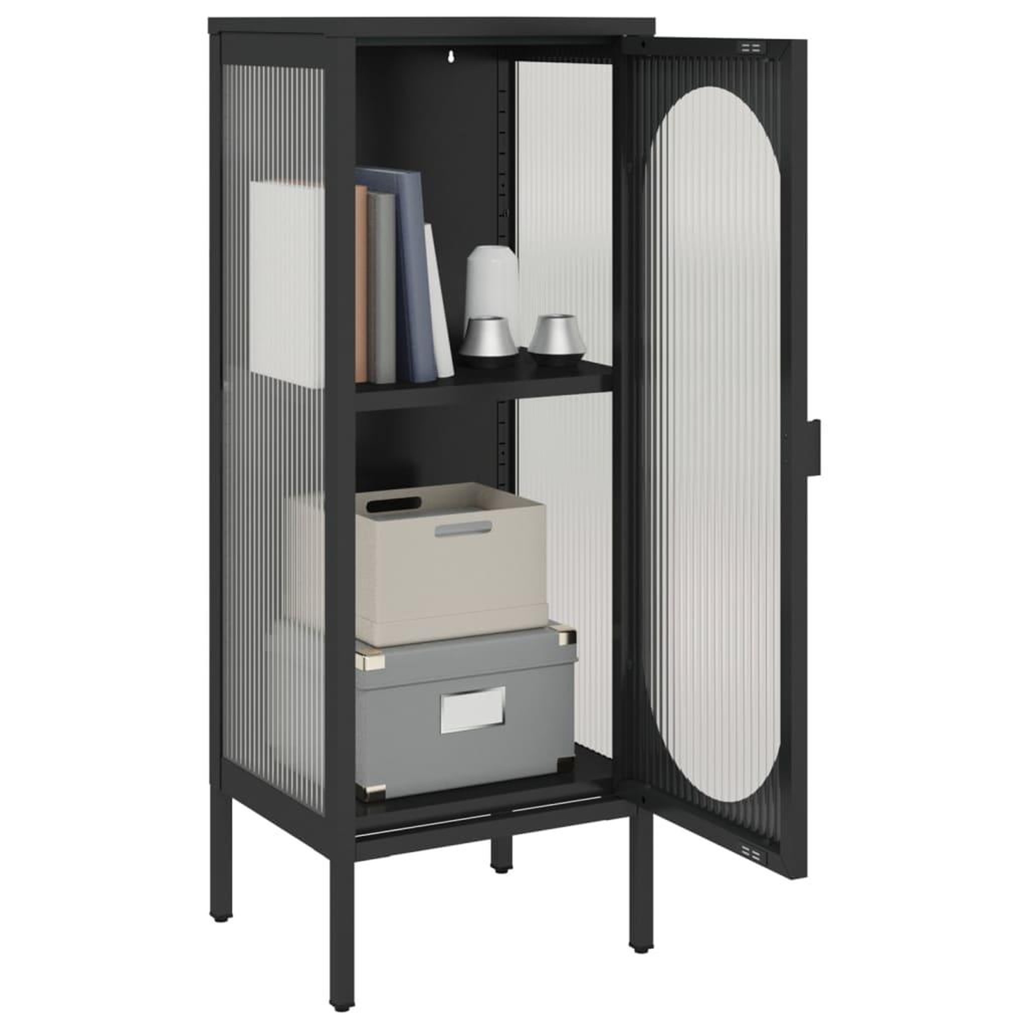 Voir la diapositive 5 : VIDAXL Buffet noir 40x35x105 cm verre et acier