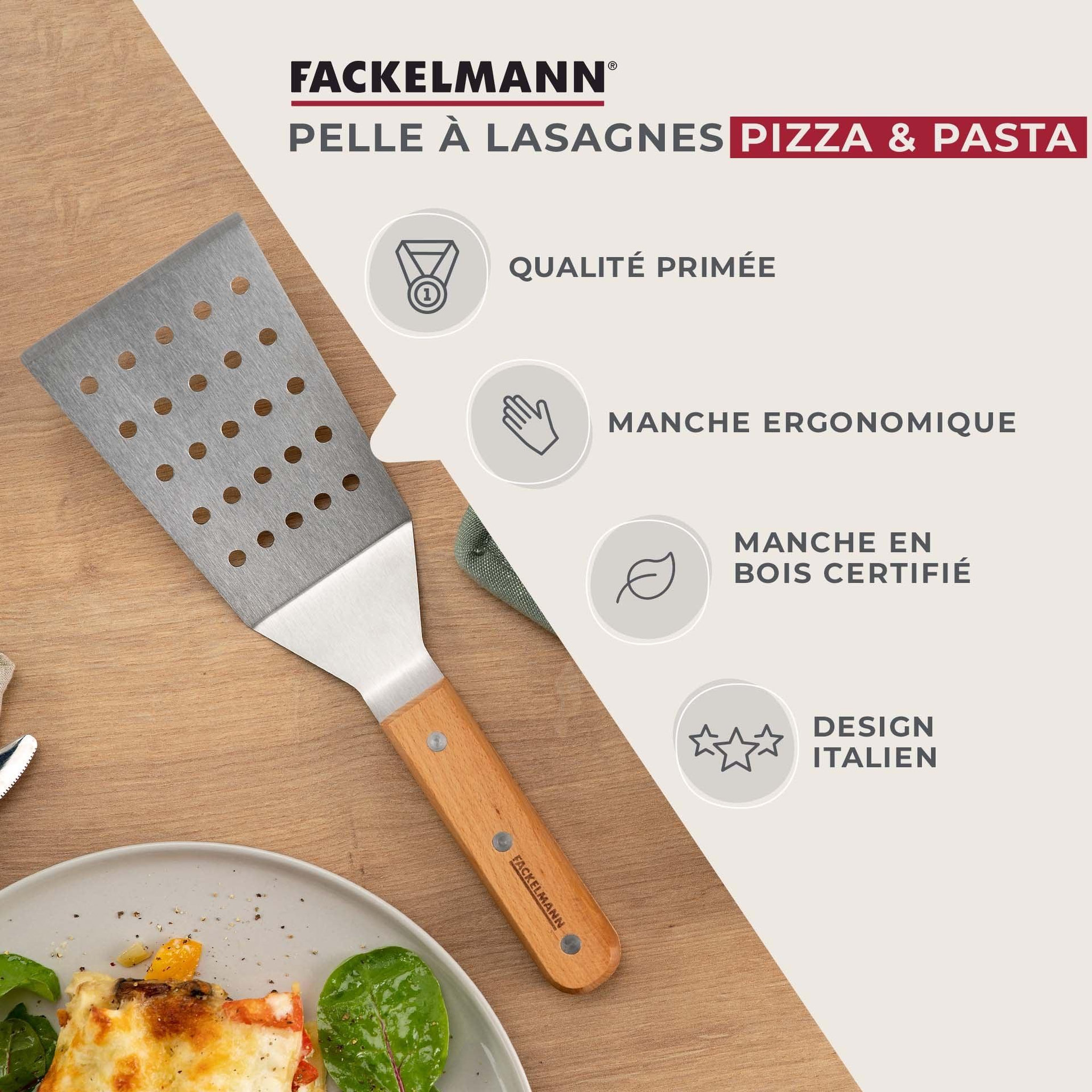 Voir la diapositive 2 : Fackelmann Pelle à pizza ajourée 29 cm fackelmann pizza & pasta