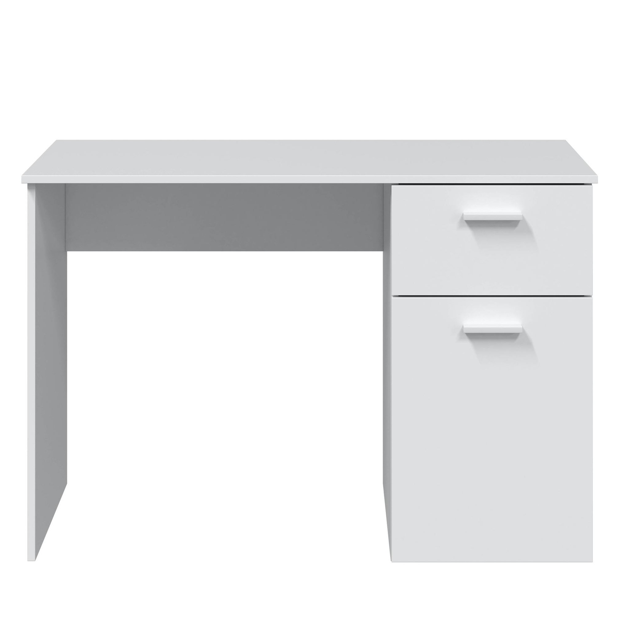 Voir la diapositive 2 : VS VENTA-STOCK Bureau Huelva 1 porte 1 tiroir blanc, 108 cm longueur