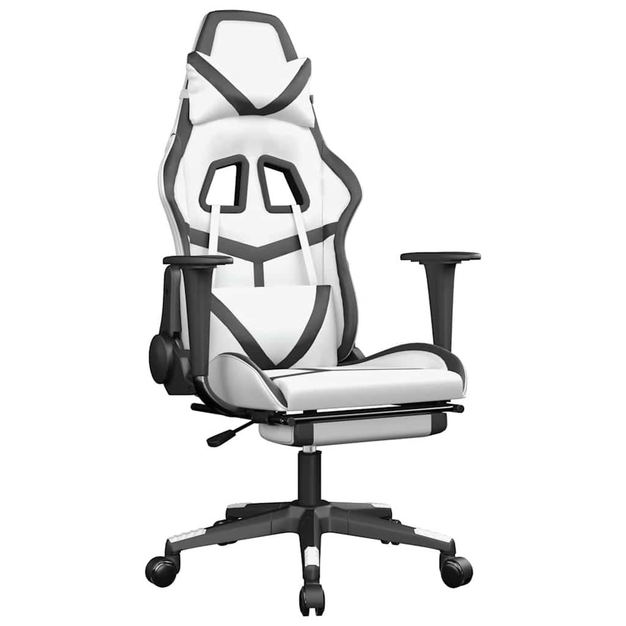 Voir la diapositive 2 : VIDAXL Chaise de jeu de massage avec repose-pied Blanc&Noir Similicuir