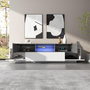 Voir la diapositive 4 : MERAX Meuble tv blanc+noir 180cm led panneaux de particules